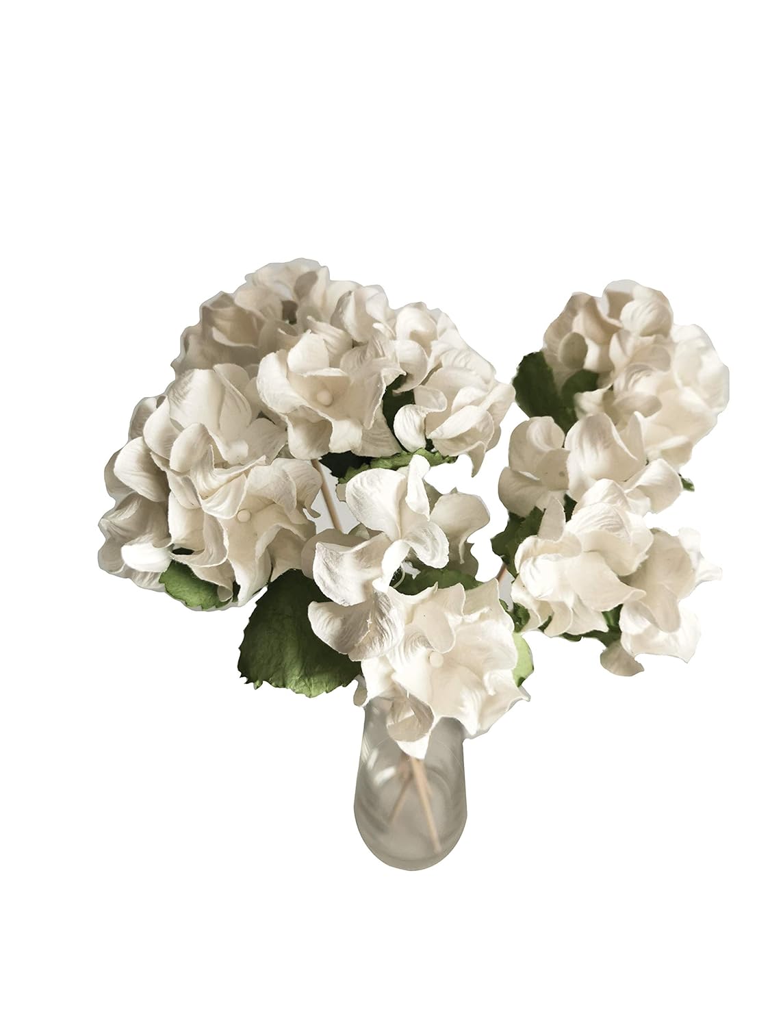 6 White Hydrangea Paper Flower Reed Diffuser for Home Fragrance by Plawanature