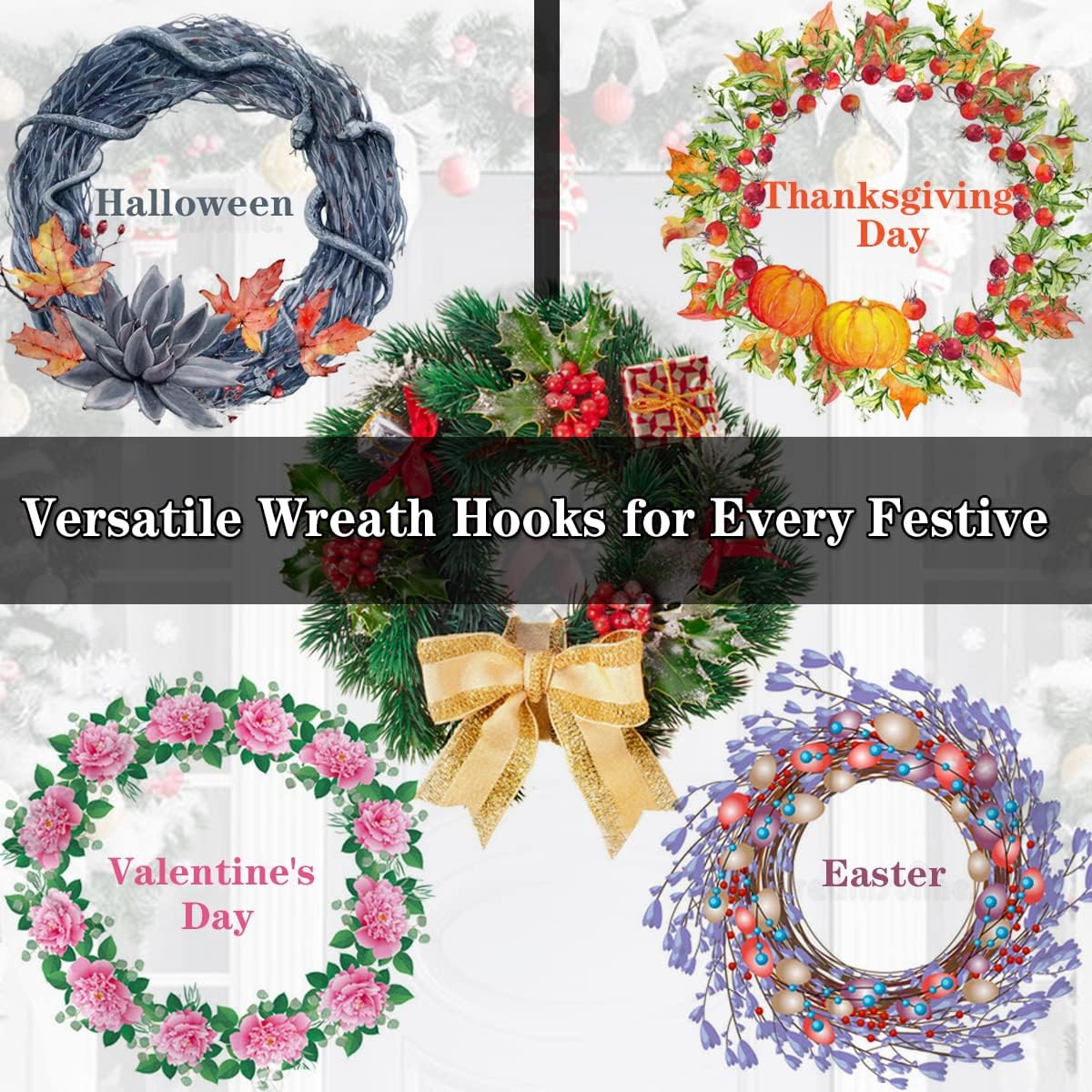 Osgow 12 Inch Wreath Hanger for Front Door