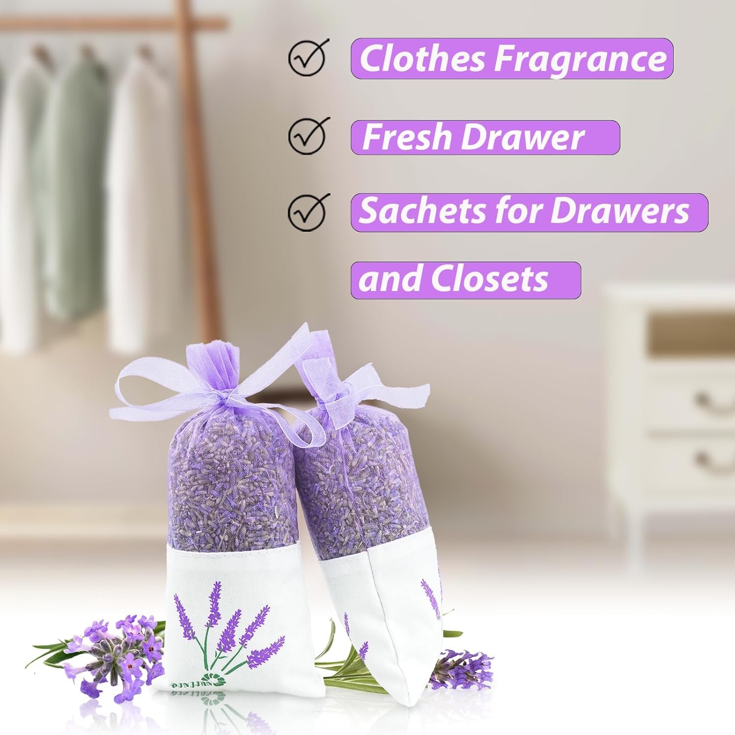 8 Pack Lavender Sachet Bags for Closets and Drawers