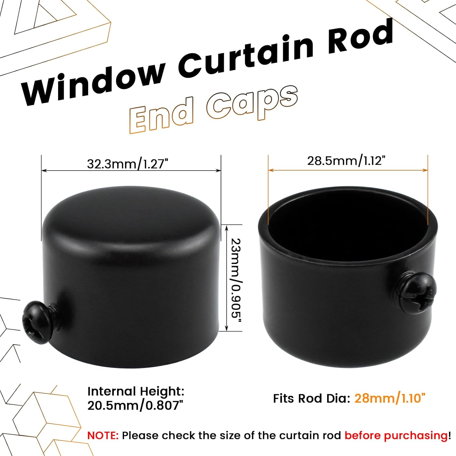 Aifeier ET Black Curtain Rod End Cap 2PCS