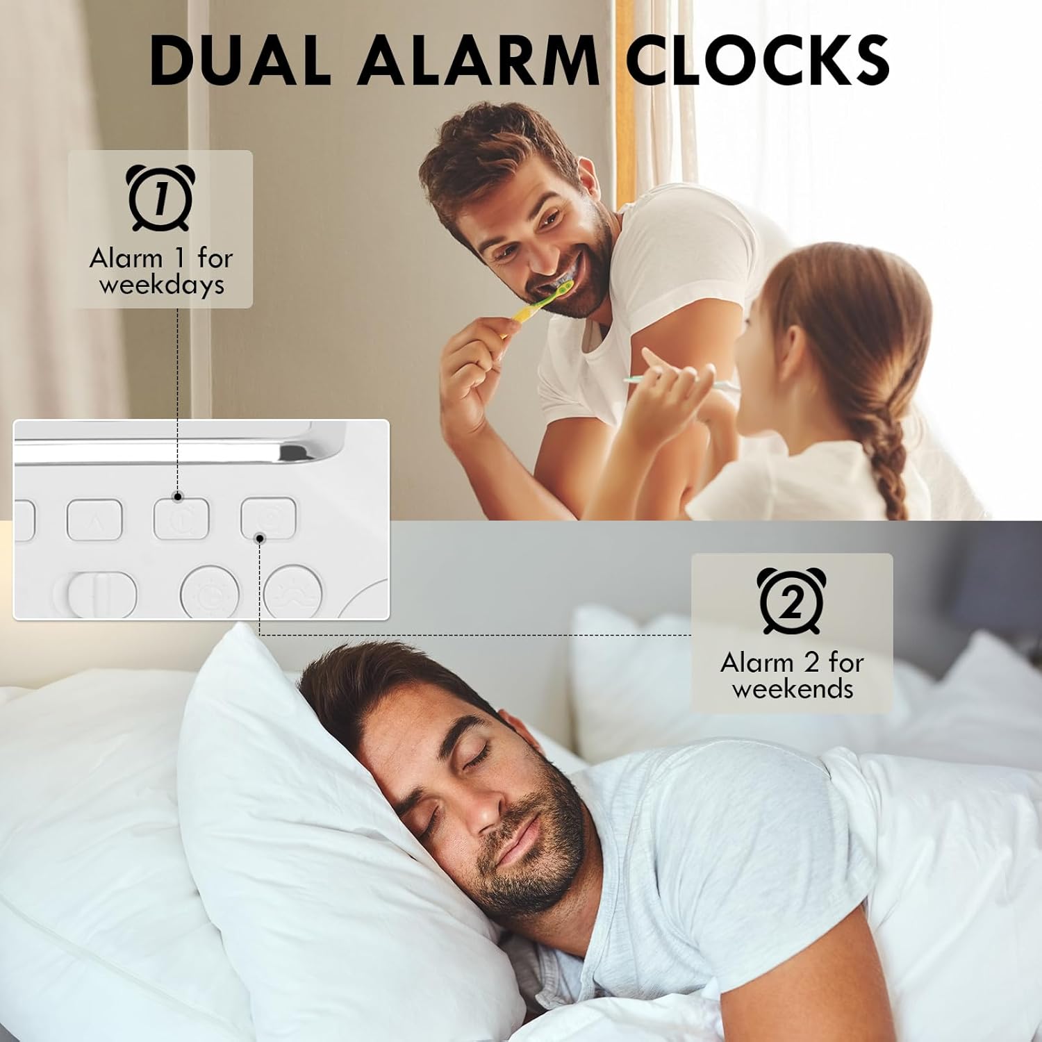 Sunrise Alarm Clock with Wireless Charging and Bluetooth