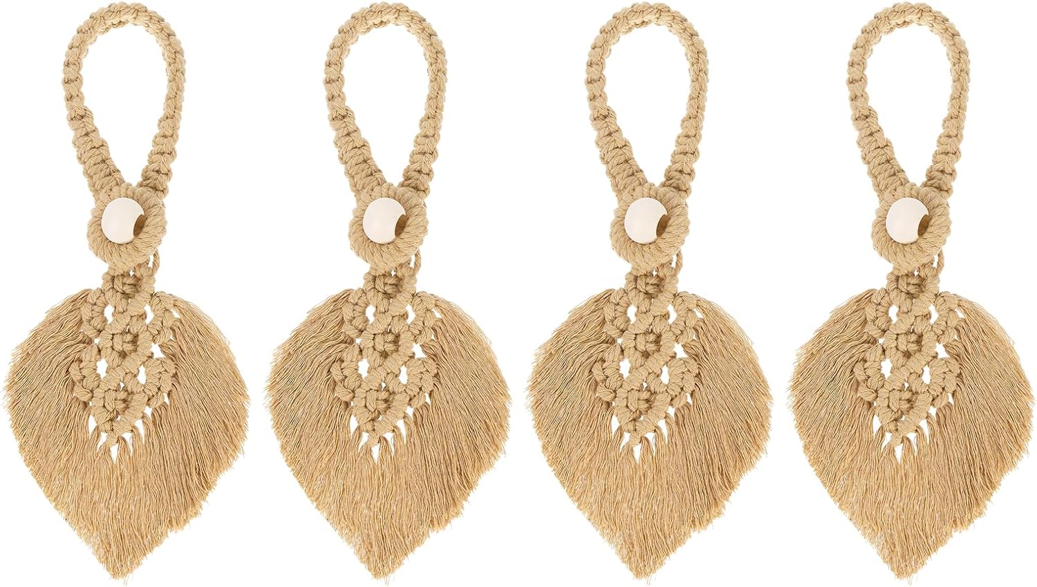 Uxcell 4 Pack Tassel Curtain Tiebacks Bohemian Leaf Design Brown