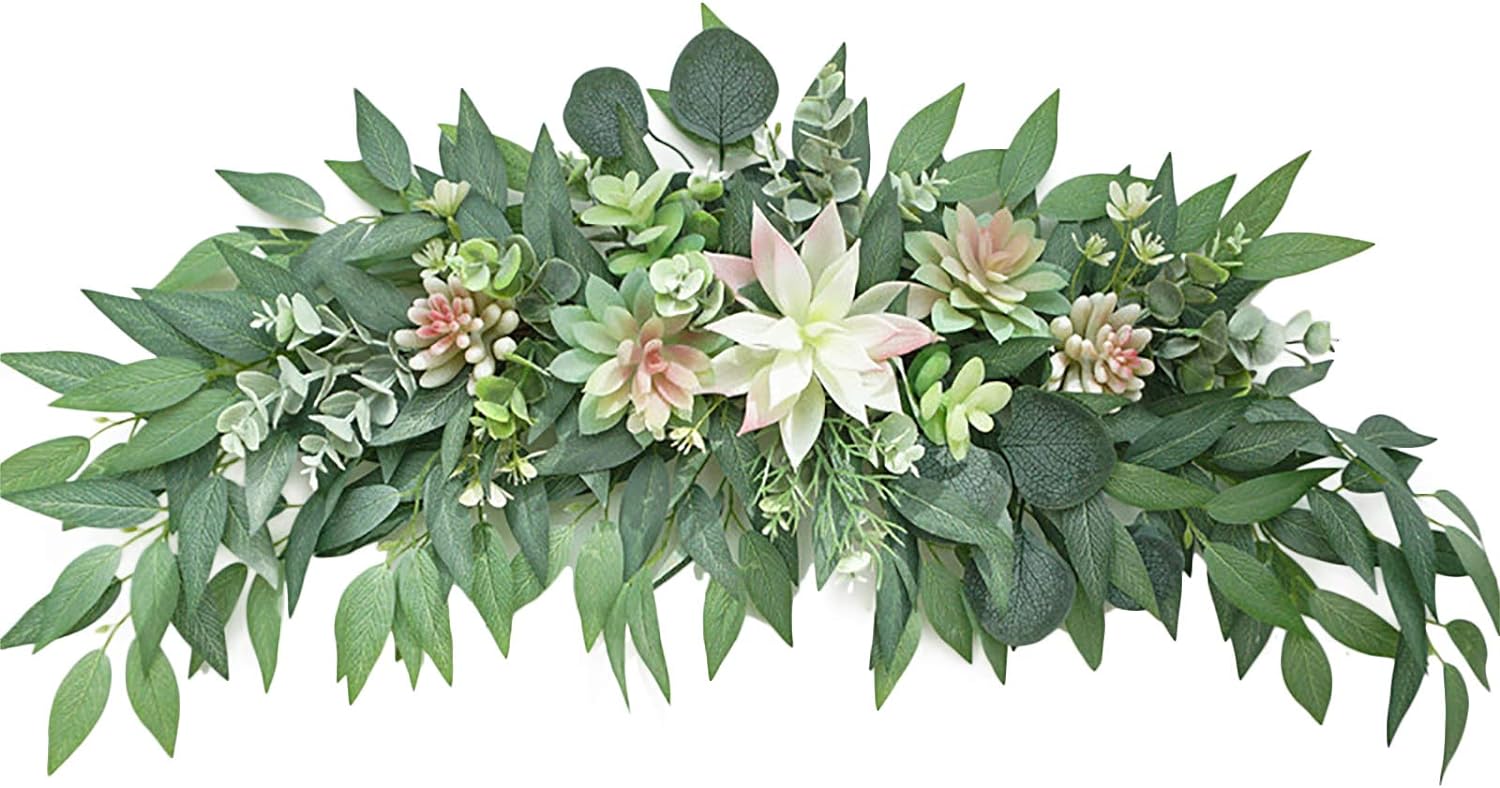 276 Inch Artificial Succulent Swag with Eucalyptus Leaves