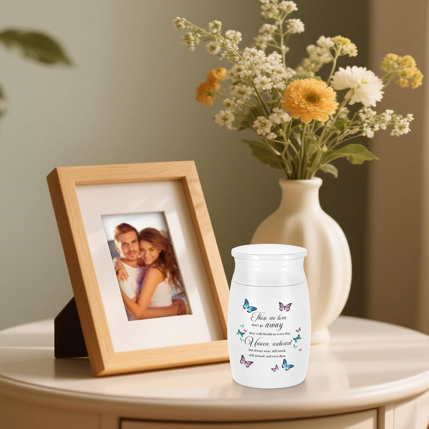 SOITIS Butterfly Urn 27 White Aluminum Cremation Keepsake