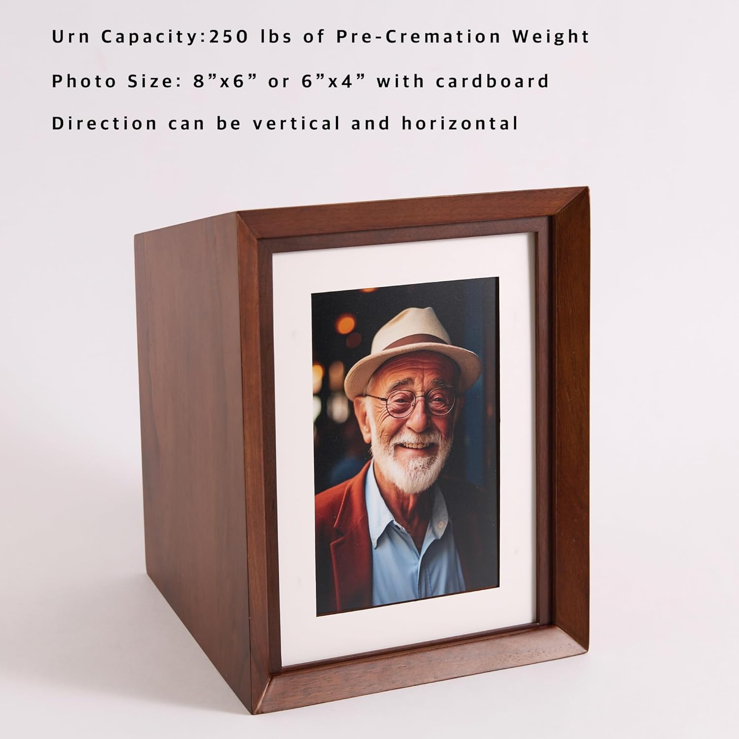 Aspen Studio Photo Urn Walnut Wooden Urn with Picture Frame