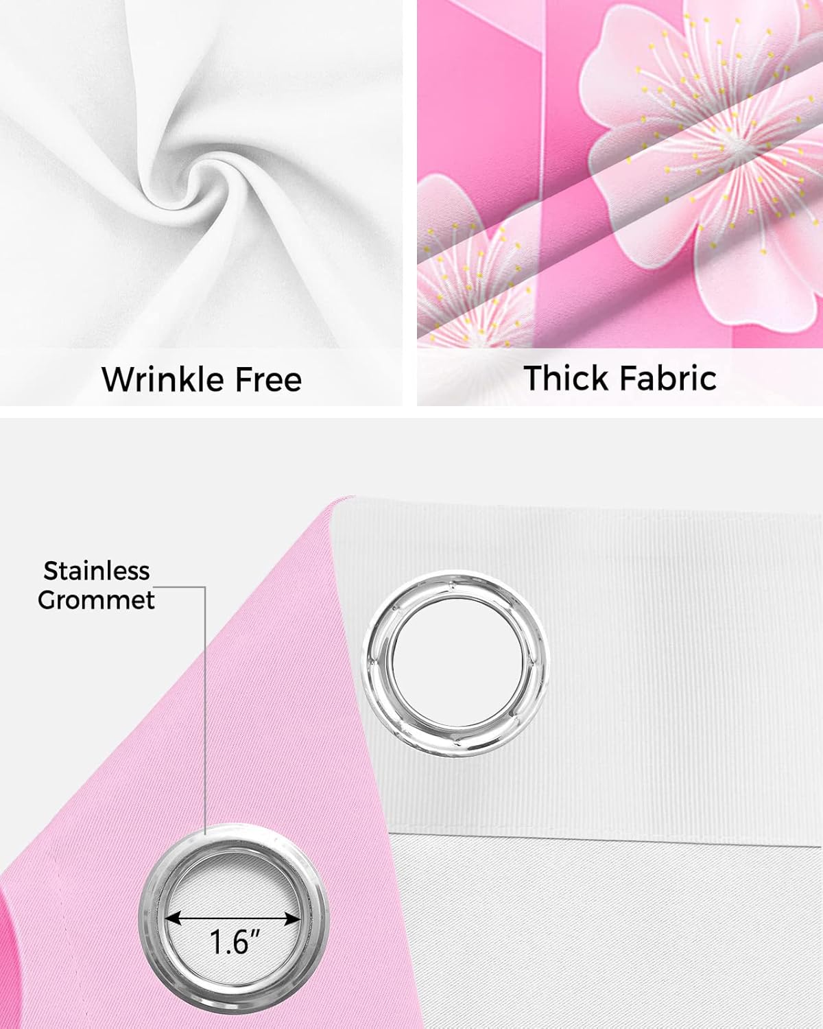 Breast Cancer Awareness Door Curtain - 96 Inch Pink Floral Blackout Panels
