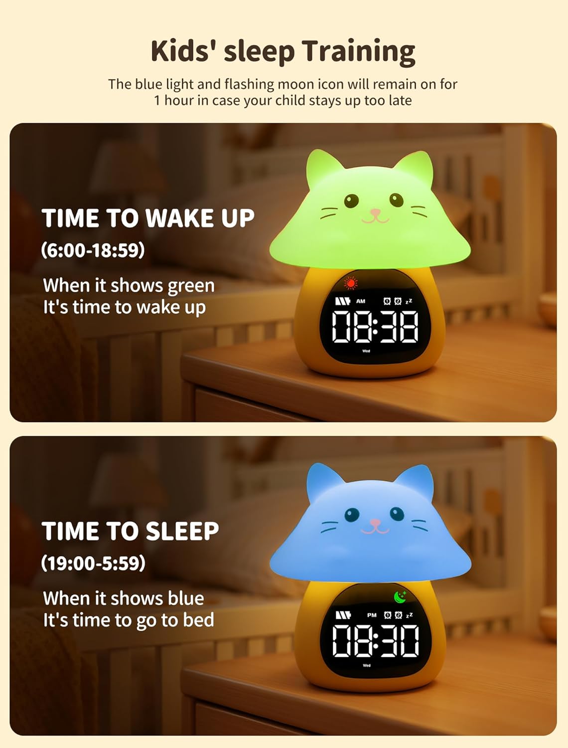 MASHI Mushroom Alarm Clock for Kids