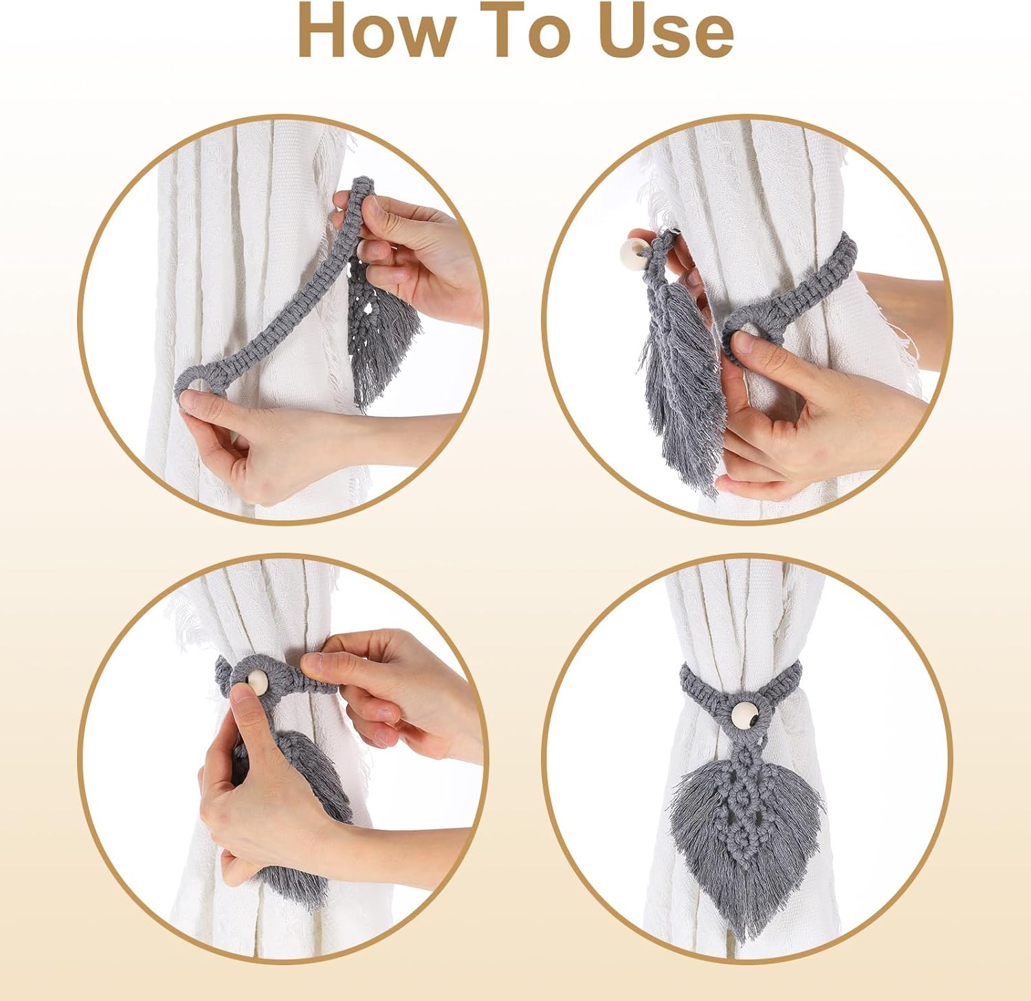 Uxcell 4 Pack Tassel Curtain Tiebacks Bohemian Leaf Design Brown