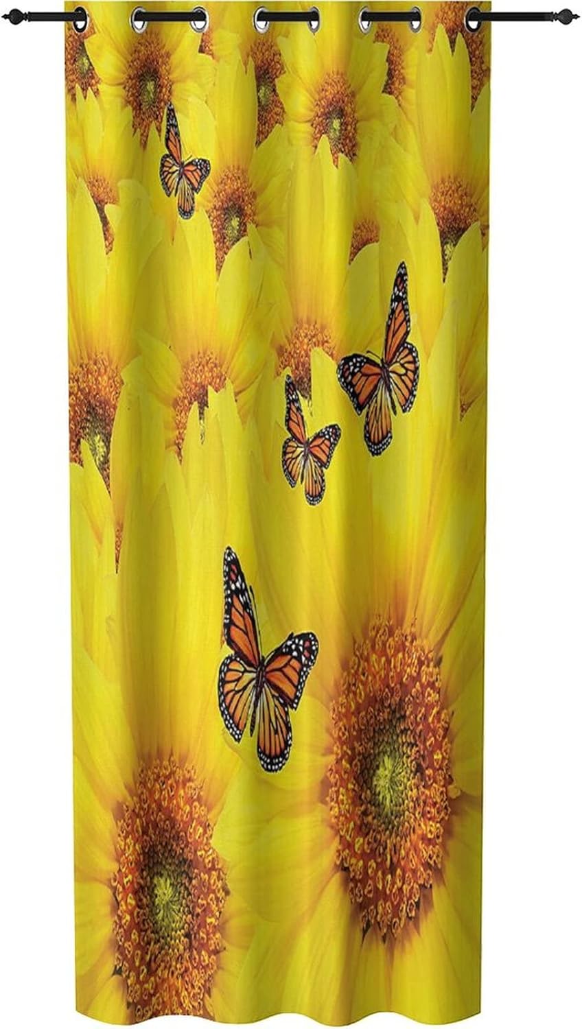 XISUNYA Door Curtain Panel Sunflower Design Blackout Drapes