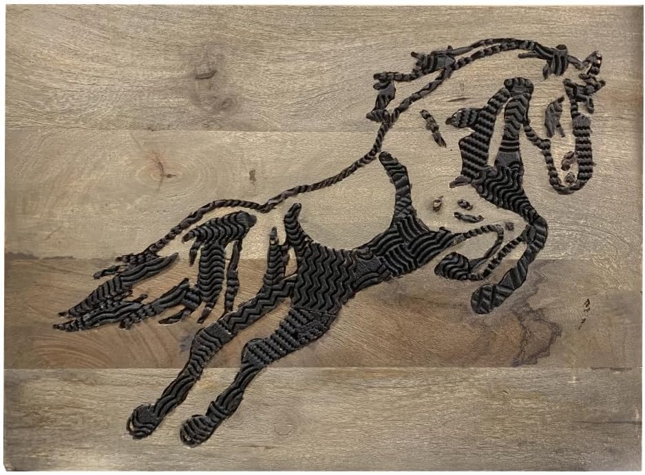 19 X 24 Black And Brown Horse Wall Sculpture