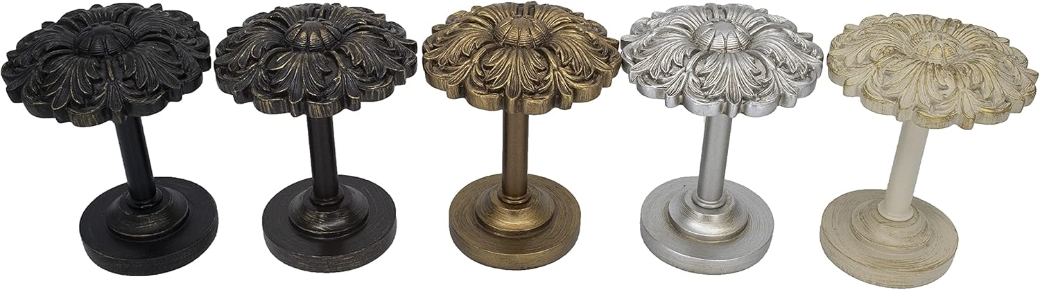 MERIVILLE 2 Pack Fleur Window Drapery Medallion Holdbacks Bronze with Gold