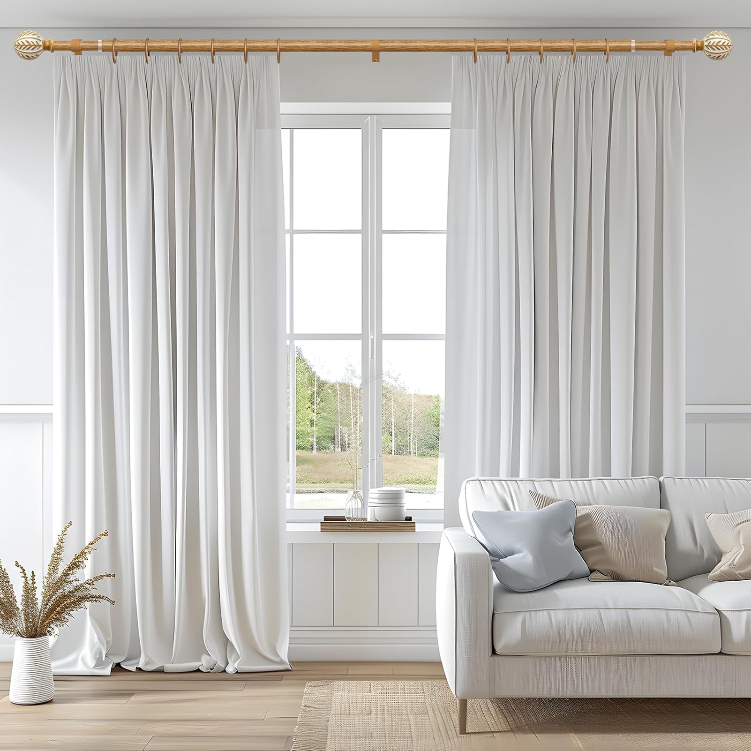 Bohemian Wood Grain Curtain Rods 66-120 Inch