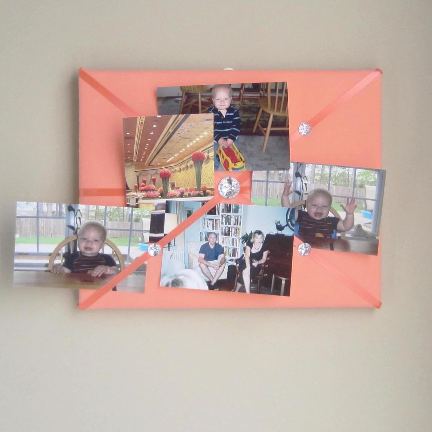 11x14 French Memory Board with Creamsicle Orange Peach Bow