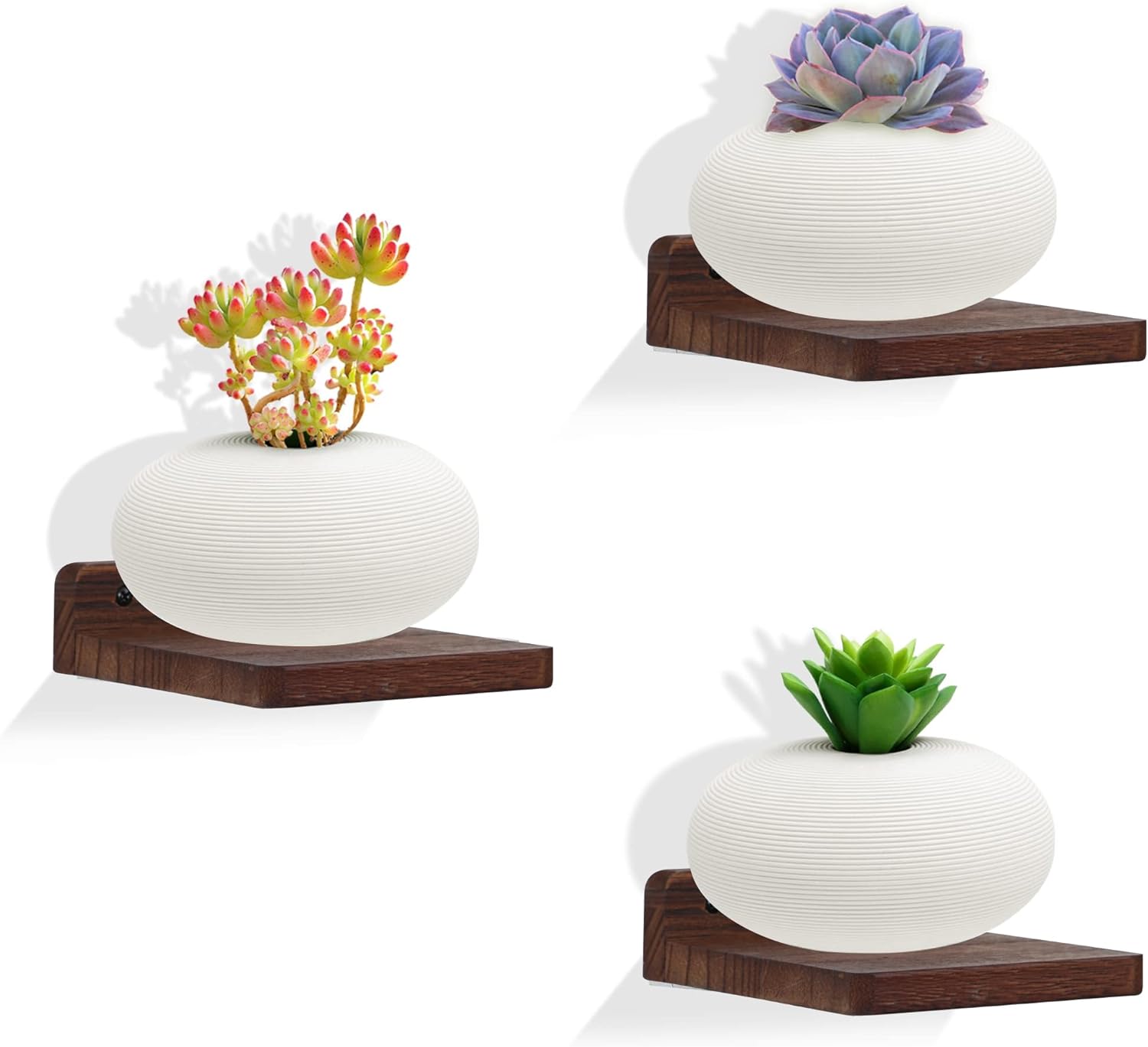 NIUBEST Small Floating Shelf Set of 3 Dark Walnut