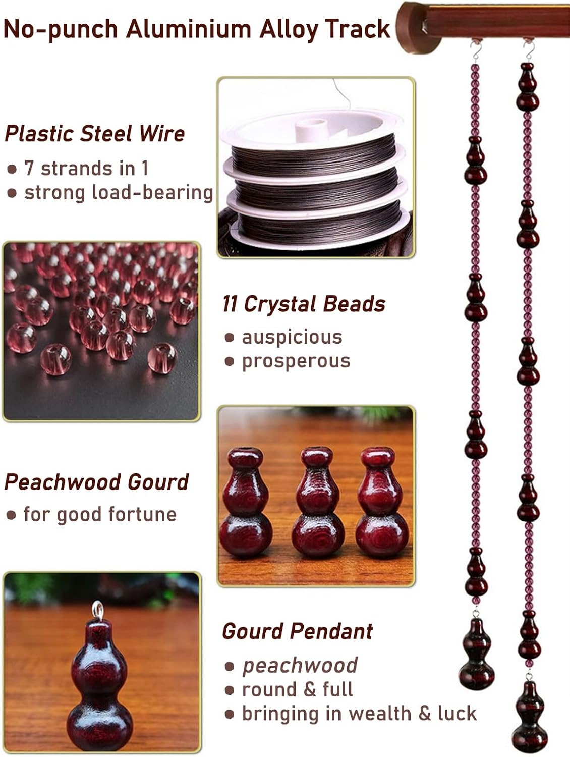 NEVKA Wooden Bead Curtain for Doorways and Room Dividers