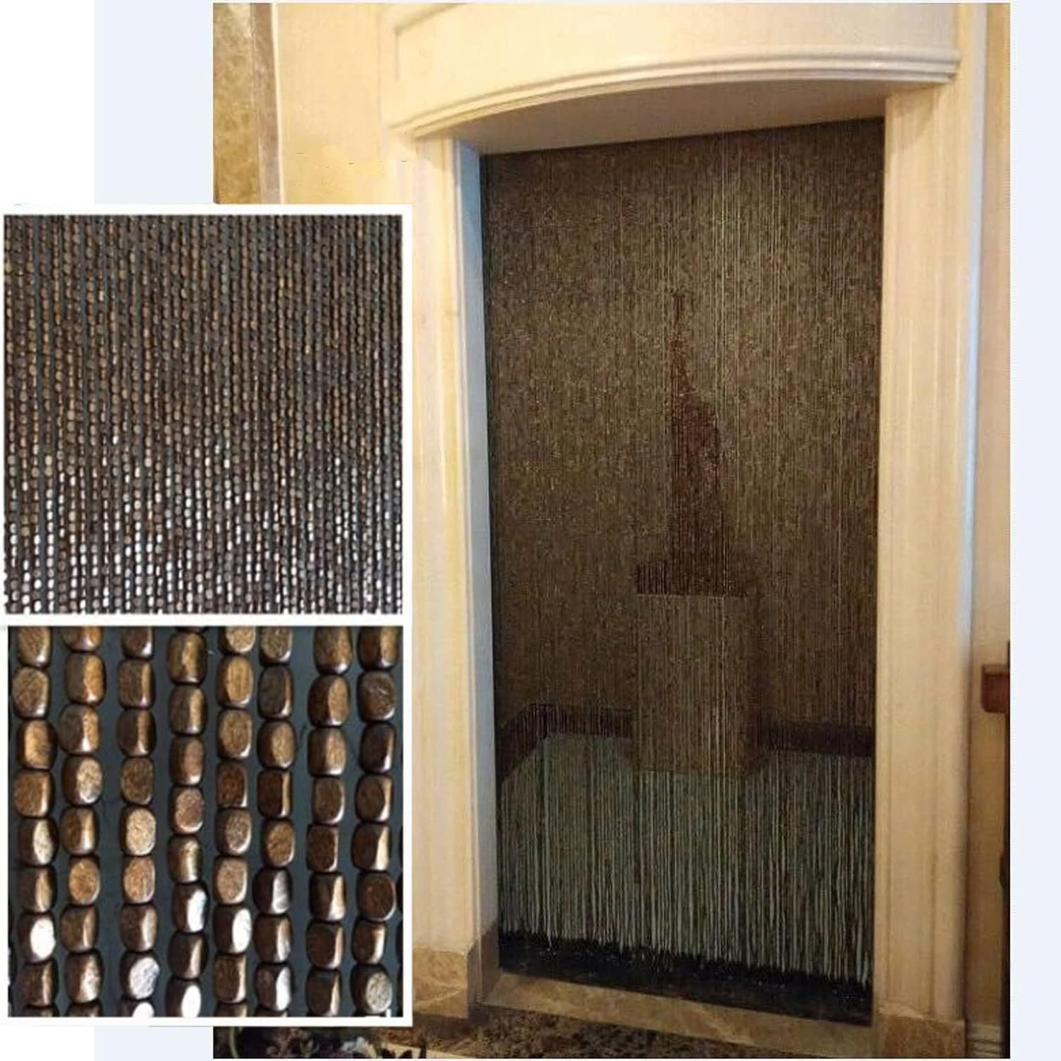 Wcxixo Wood and Bamboo Beaded Curtain for Doorway
