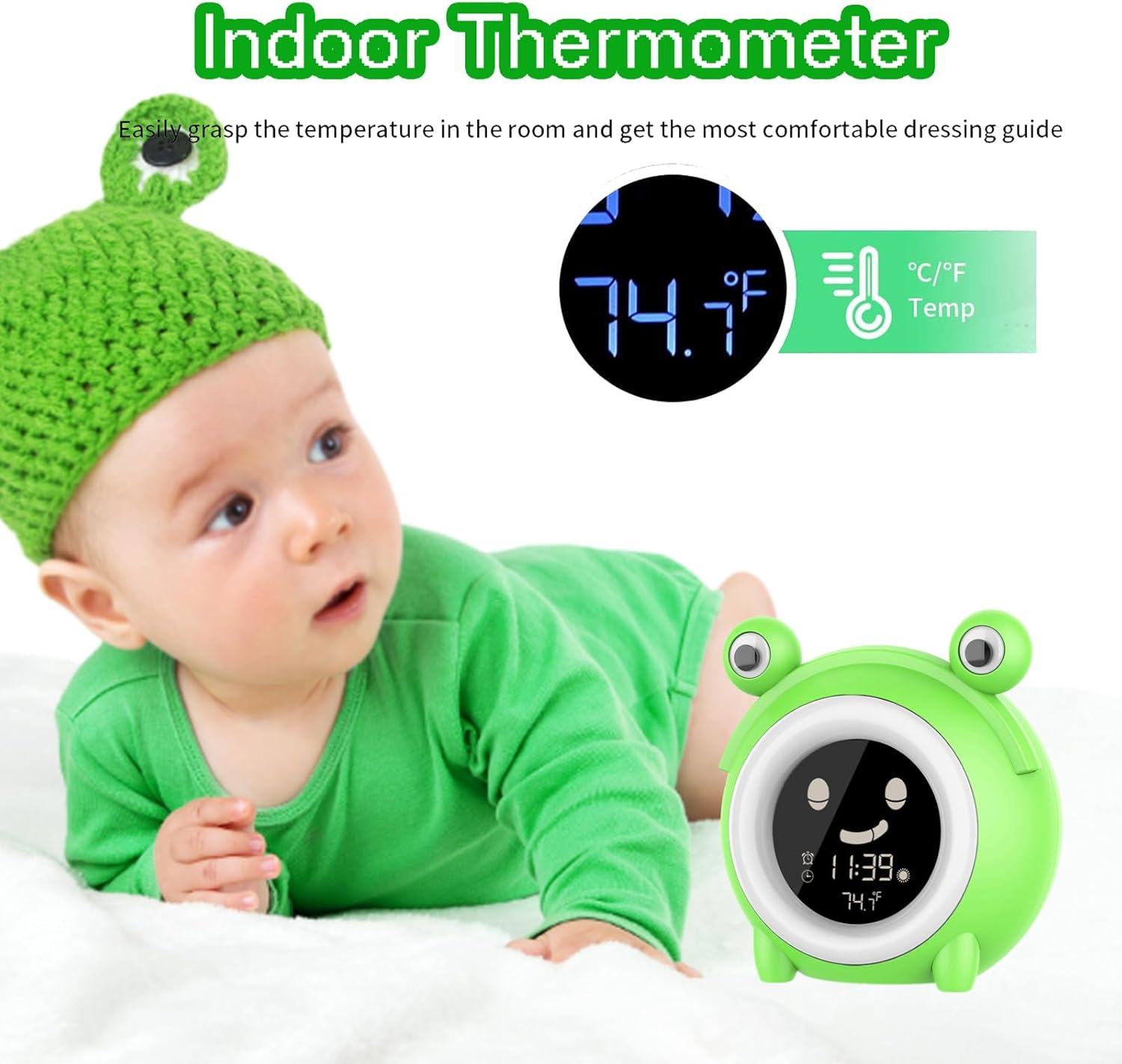 Wisoee Kids Sleep Training Alarm Clock with Night Light and Sound Machine