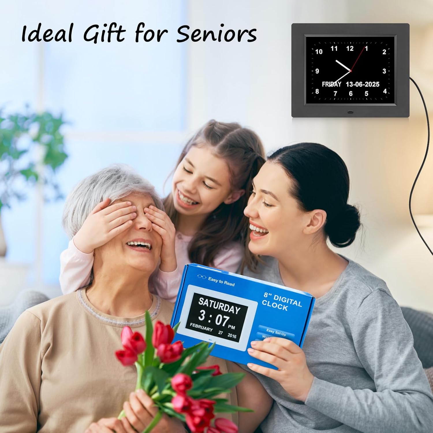 Jaihonda Large Digital Clock with Day Date and 12 Alarms
