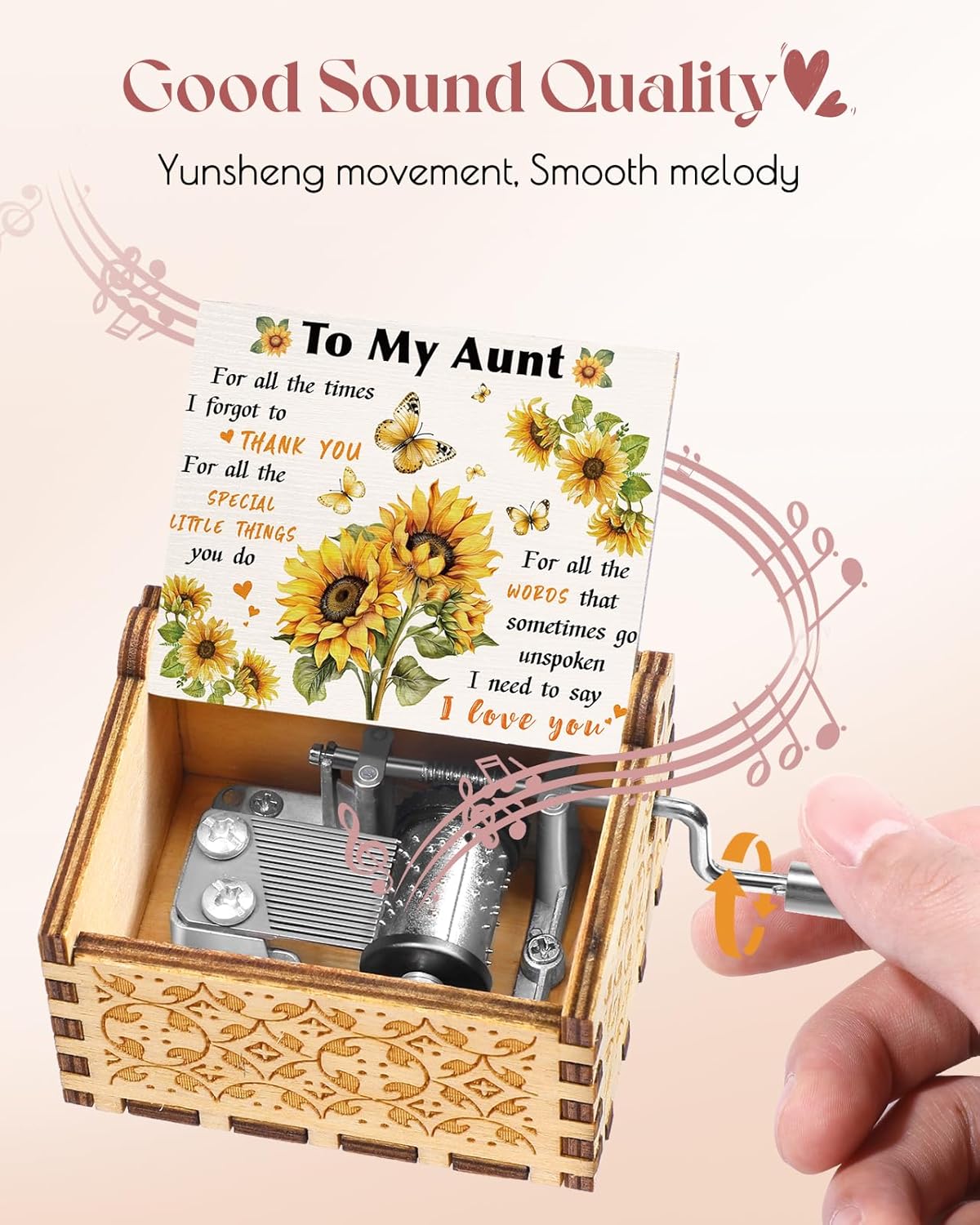 Swooflia Mothers Day Wooden Music Box for Mom