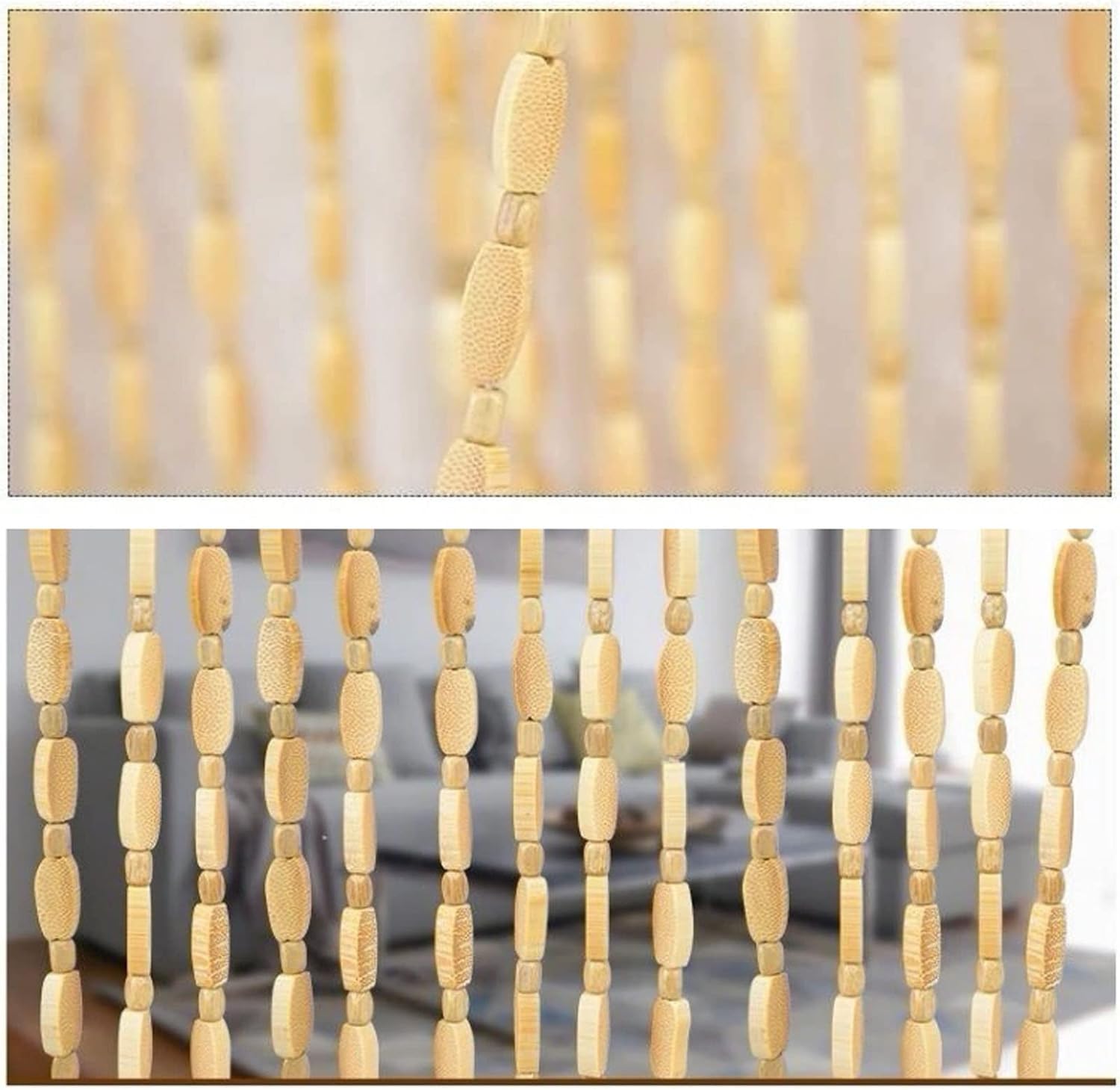 LEOSXA Bamboo Bead Curtain 30 Strands Door Divider