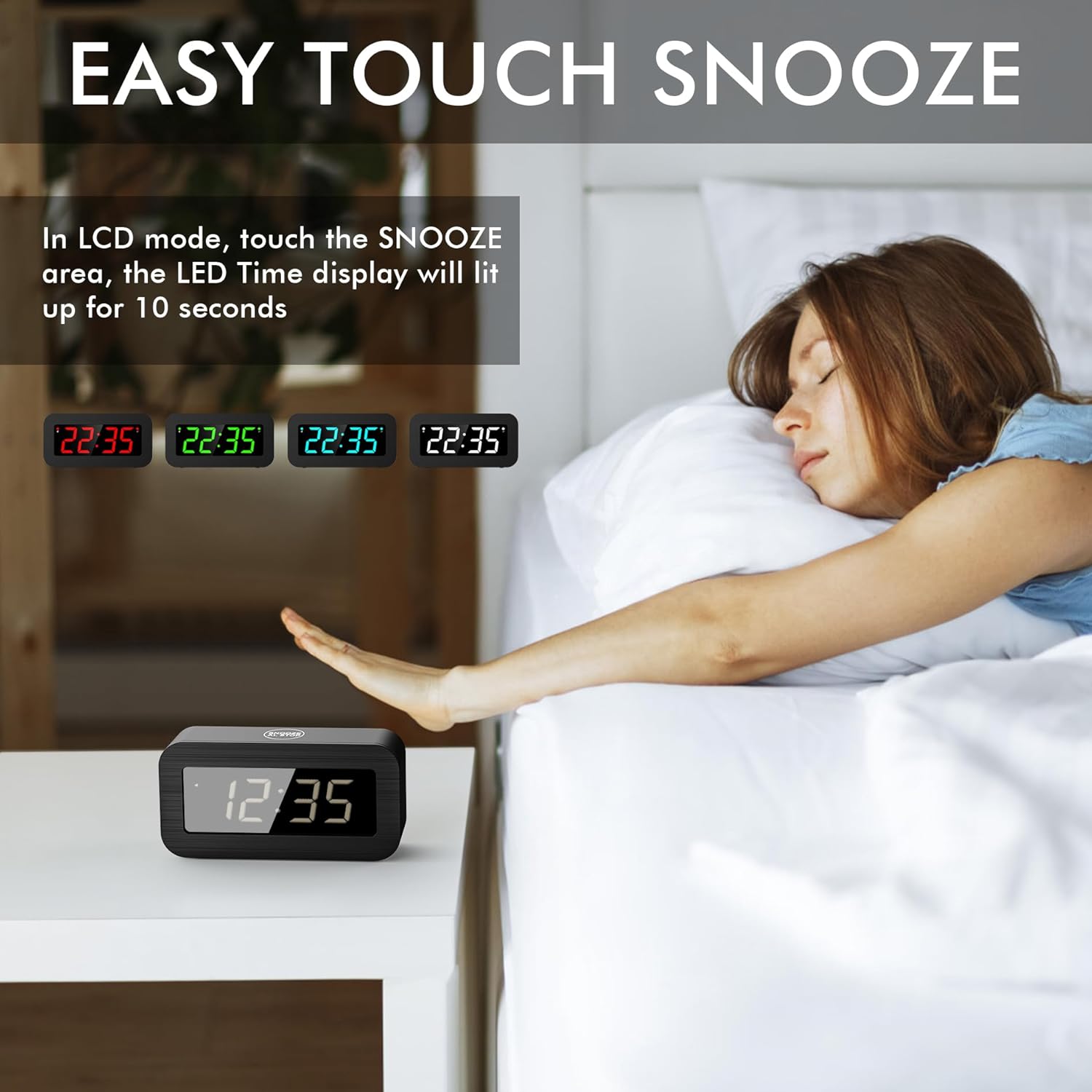 T-FAMY Digital Alarm Clock with LED LCD Display