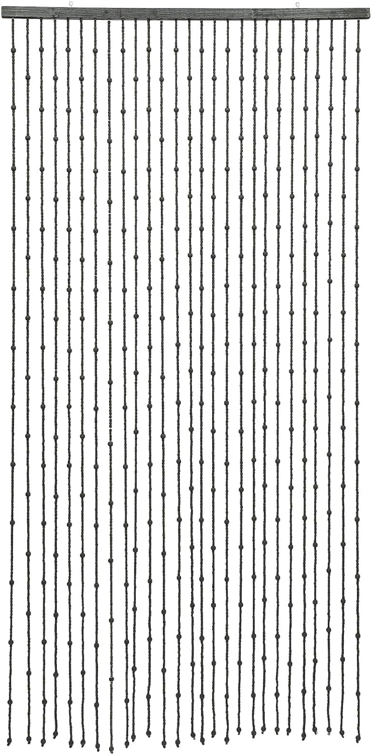 Handmade Wood Bead Curtain Door Panel Black
