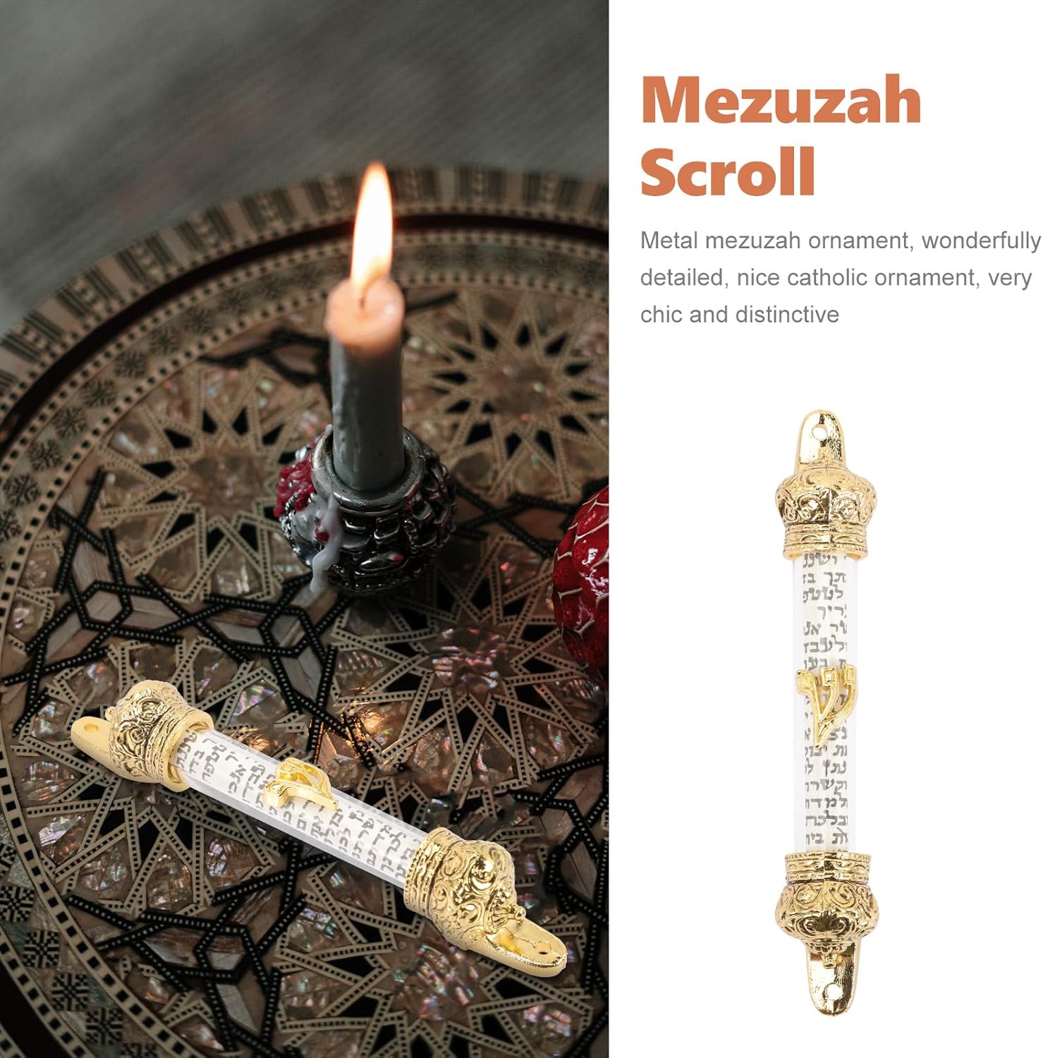 HOMSFOU Metal Mezuzah Scroll Door Blessing Ornament