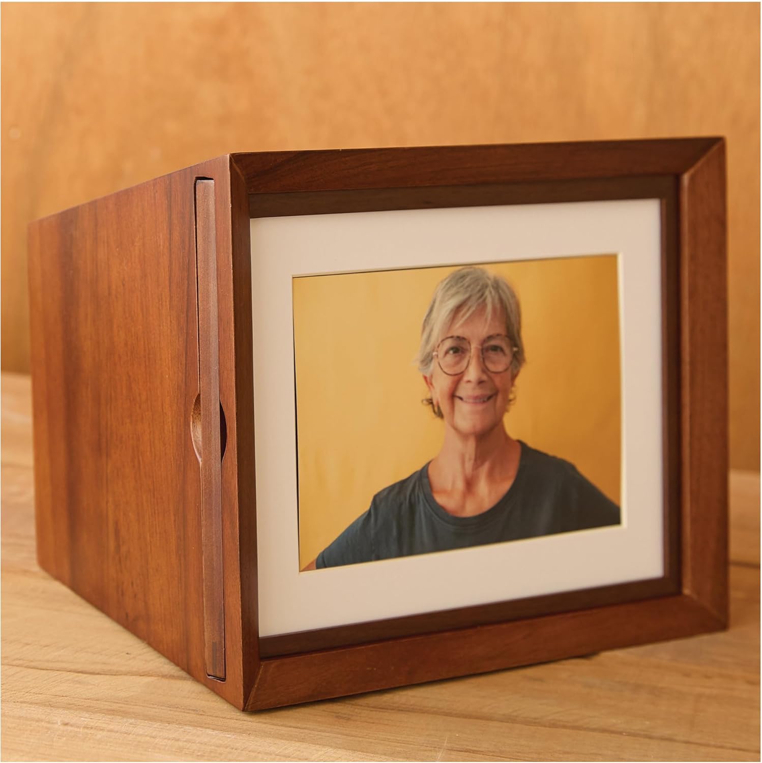 Aspen Studio Photo Urn Walnut Wooden Urn with Picture Frame