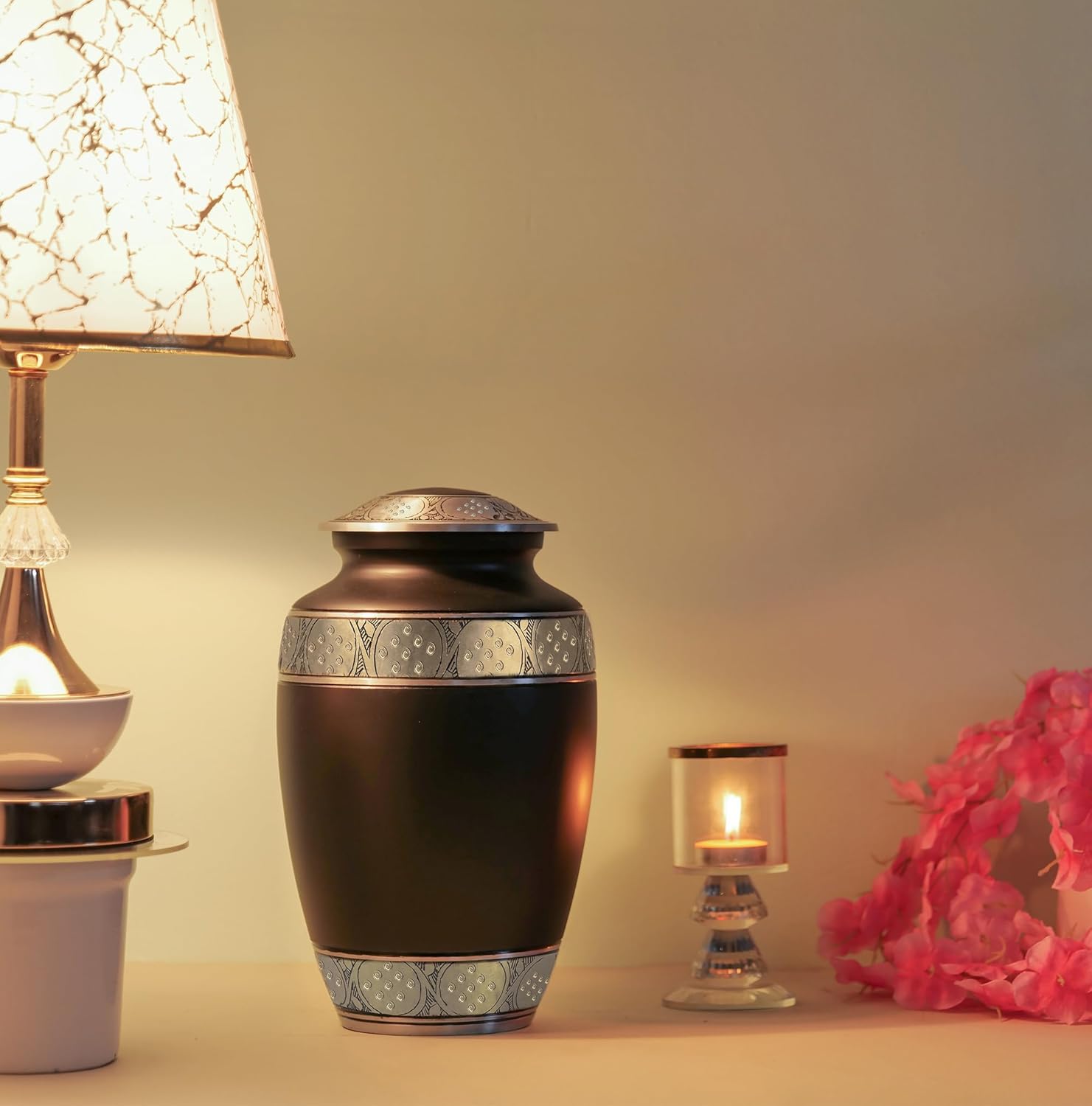 Yatskia Black Large Metal Urn for Adult Ashes