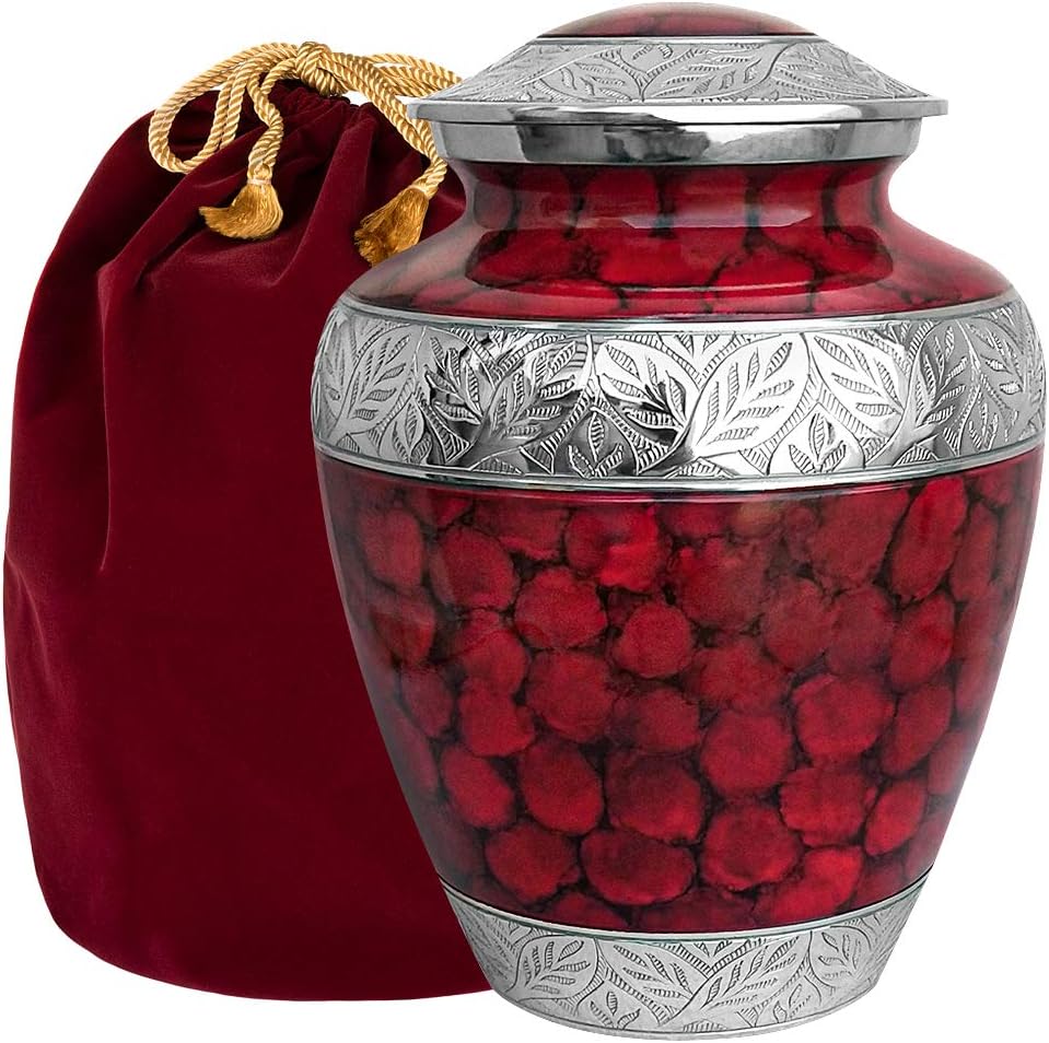 Trupoint Memorials Cremation Urn Red with Silver Lining