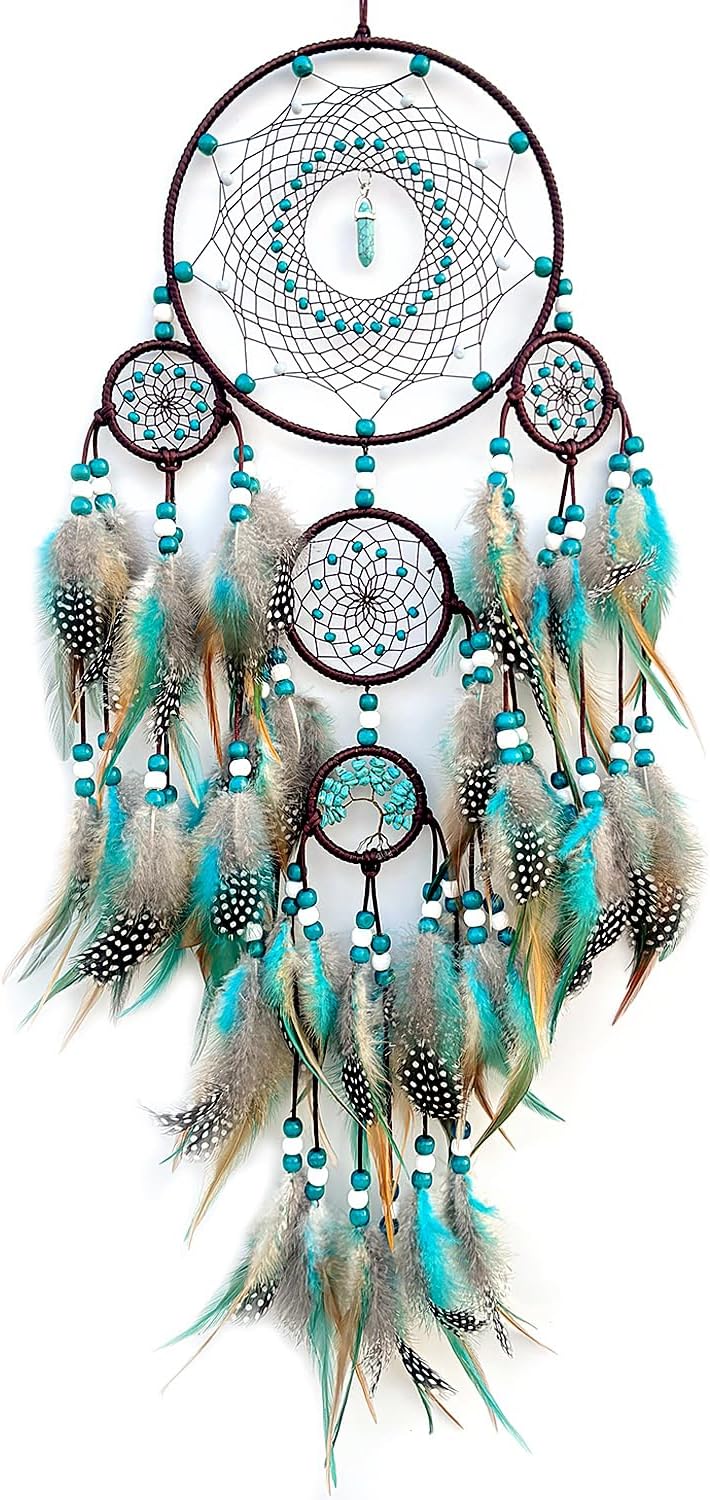 Handmade Woven Turquoise Dream Catcher Wall Hanging Decor
