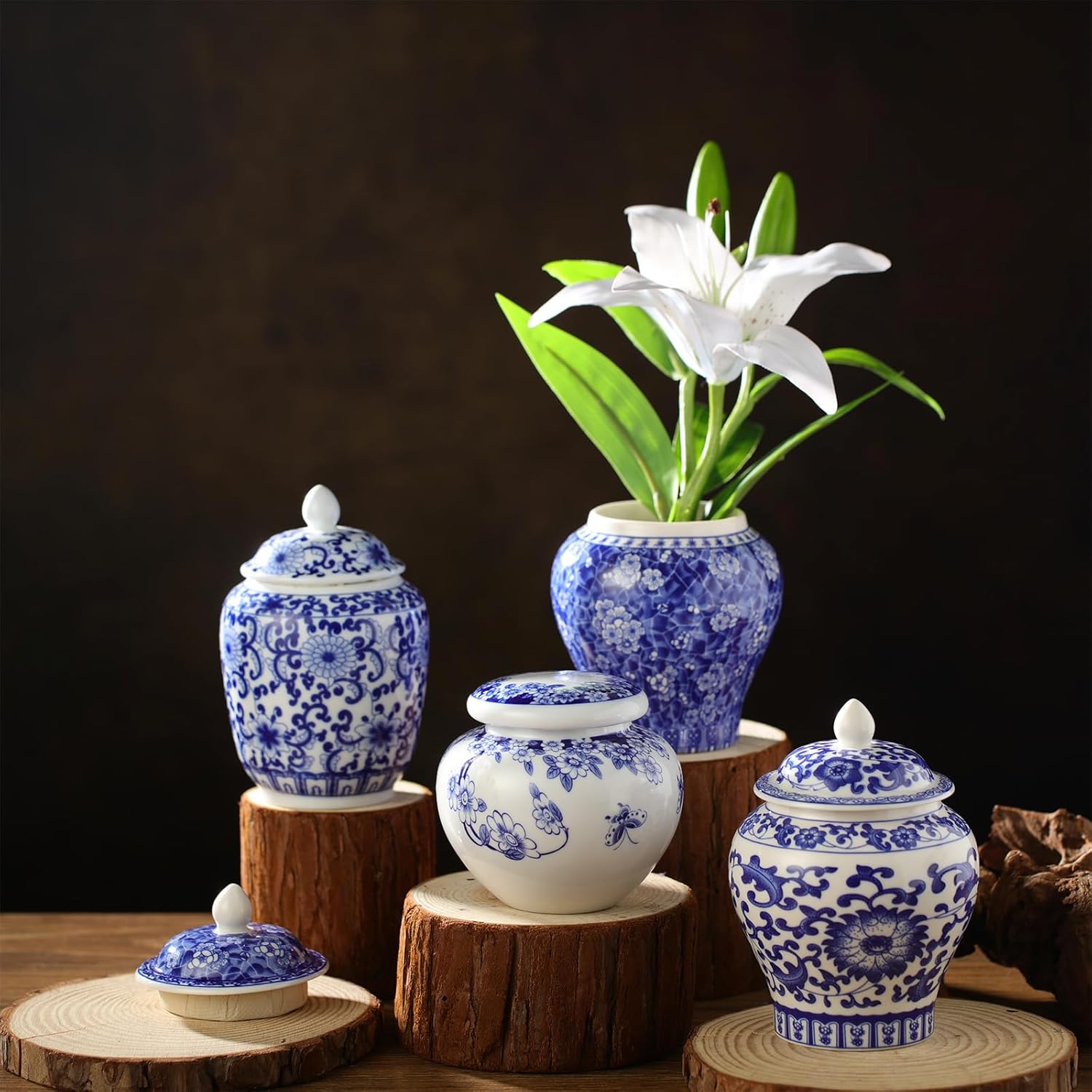 Hushee Classic Blue and White Vase Set 4 Pcs