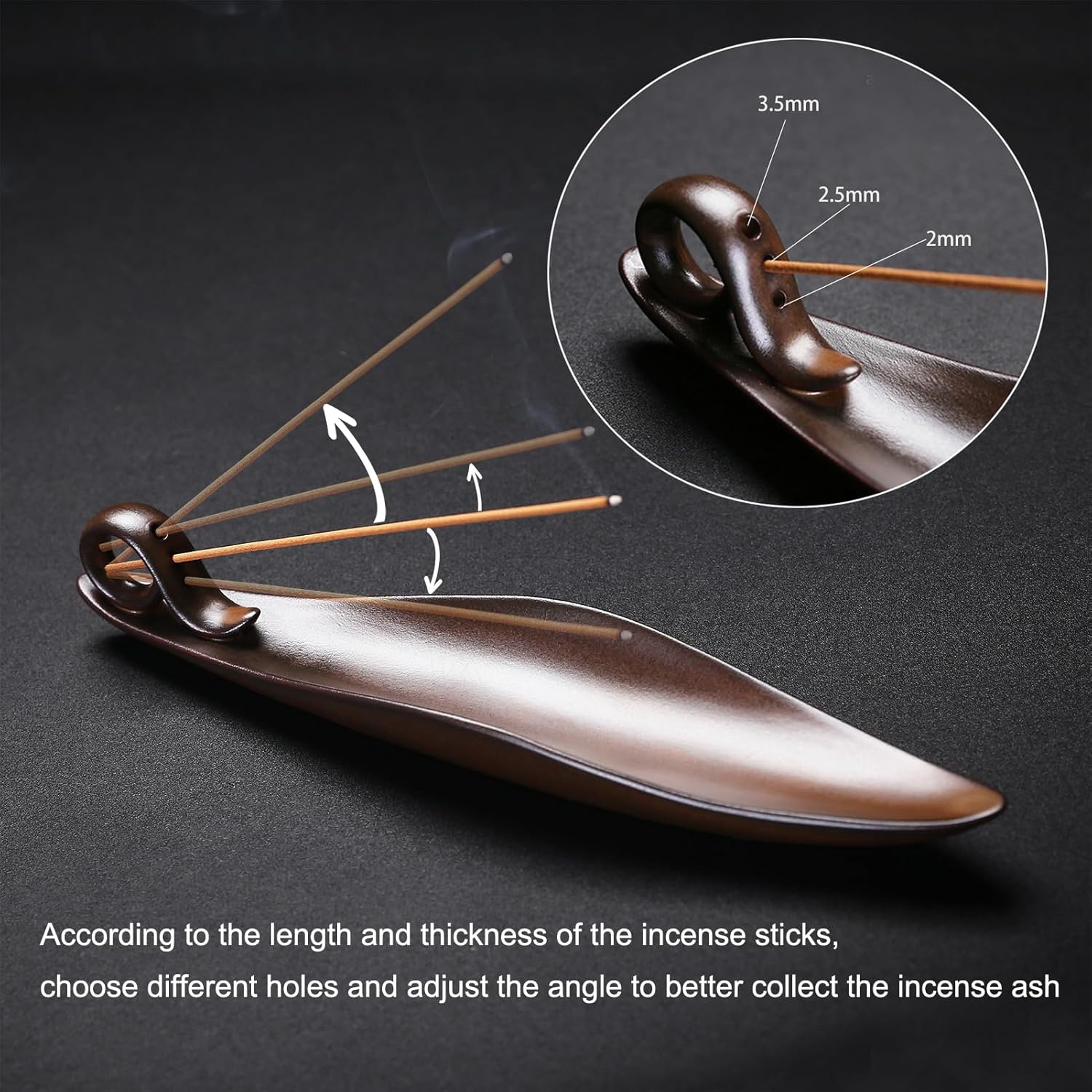 9 Inch Incense Stick Holder with 3 Holes Ceramic Ash Cather