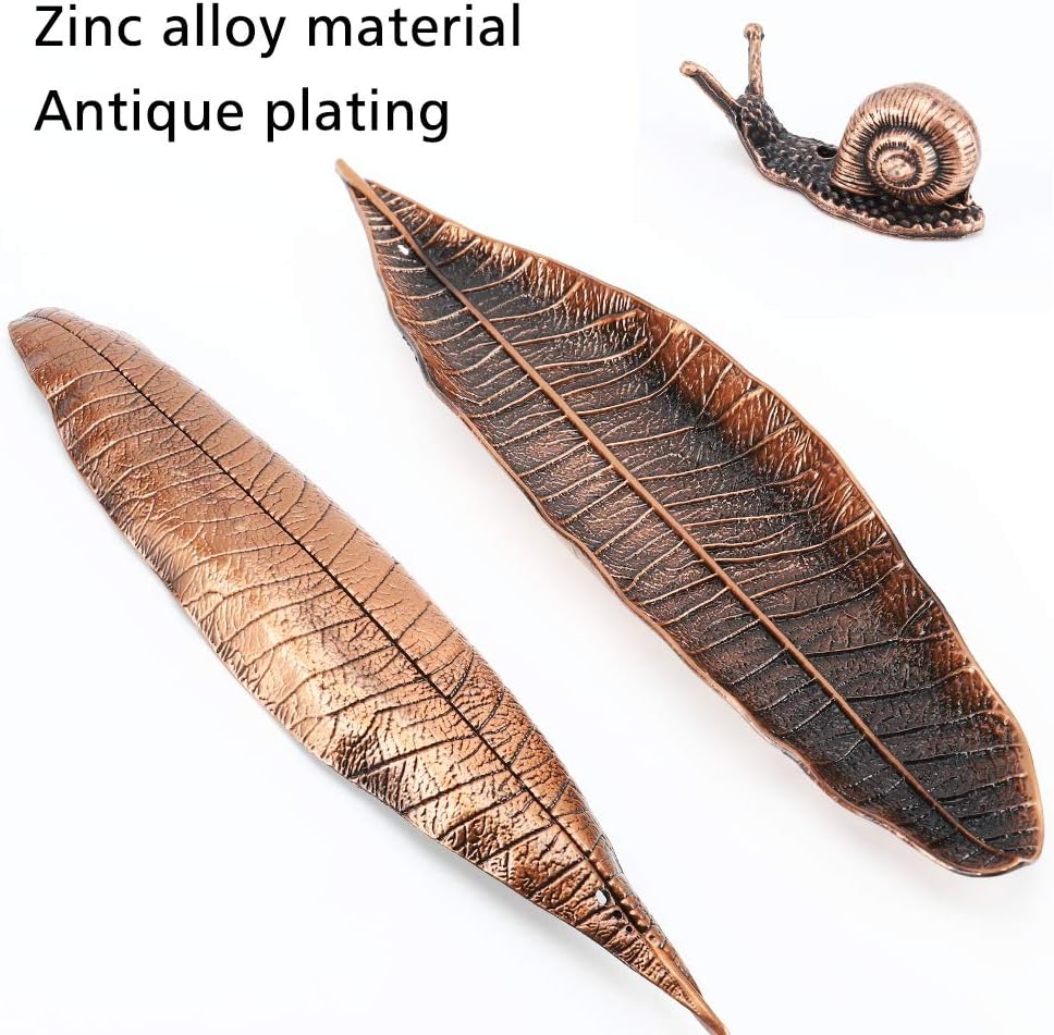 Accmor Red Copper Incense Holder Set with Leaf and Snail Burners