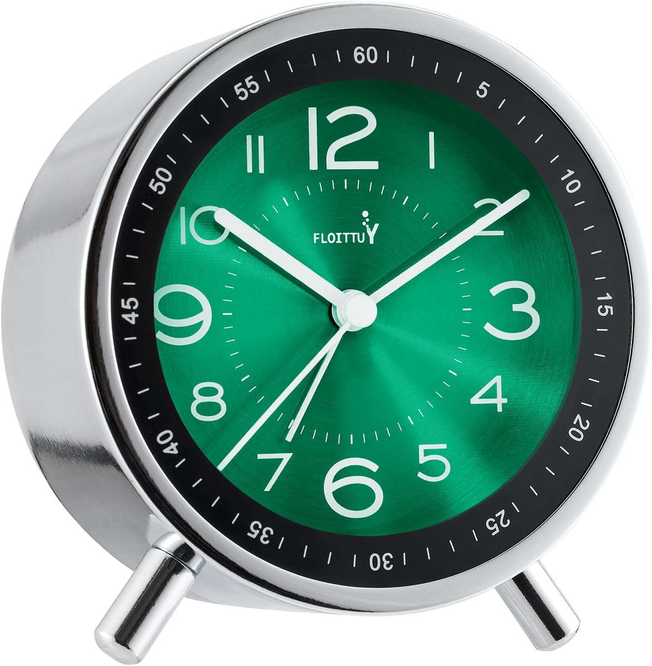 Super Silent Metal Alarm Clock with Night Light and Retro Design
