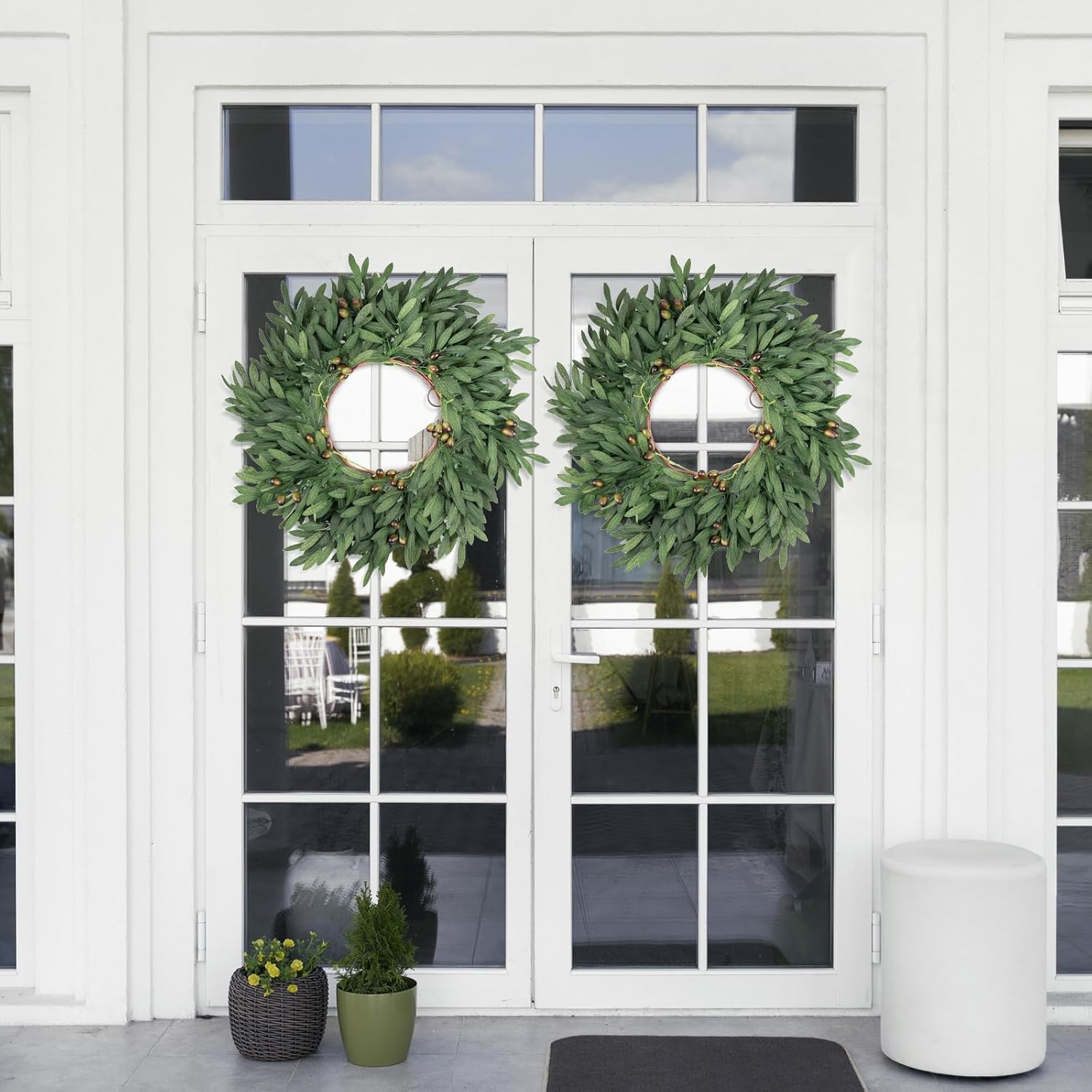 24 Inch Artificial Olive Wreath for Front Door