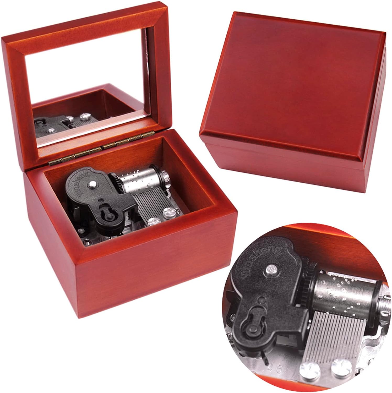 Sinzyo Music Box Wind Up Carved Wood Musical Toy Gift