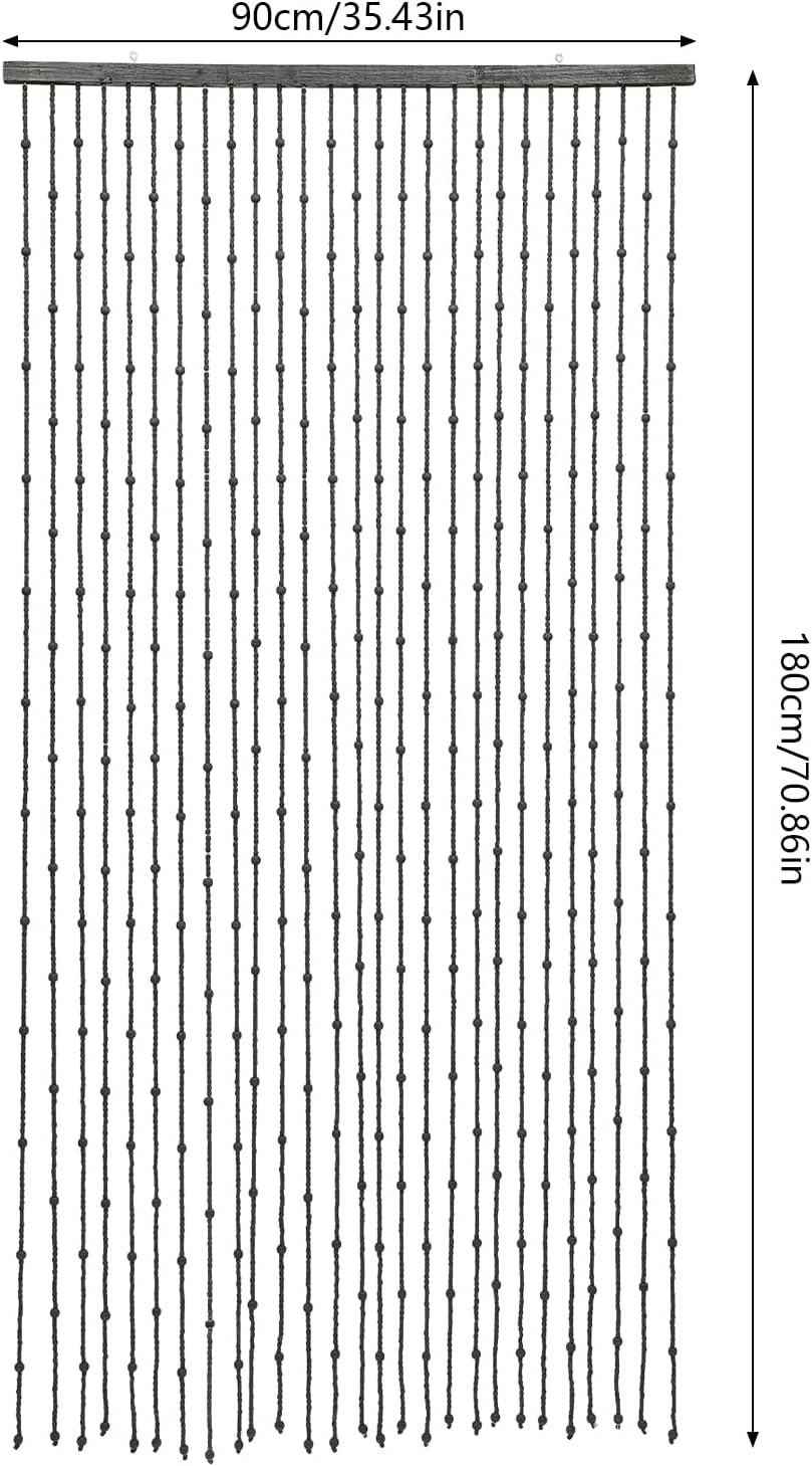 Handmade Wood Bead Curtain Door Panel Black