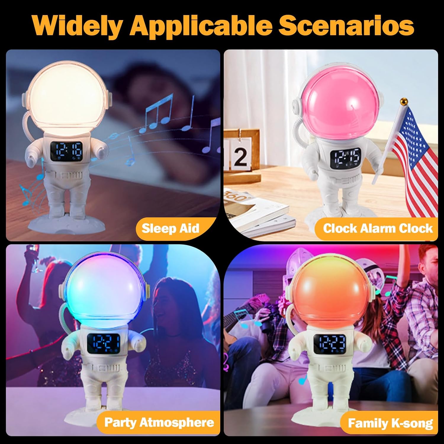 Astronaut Sunrise Alarm Clock with Light and Bluetooth Radio