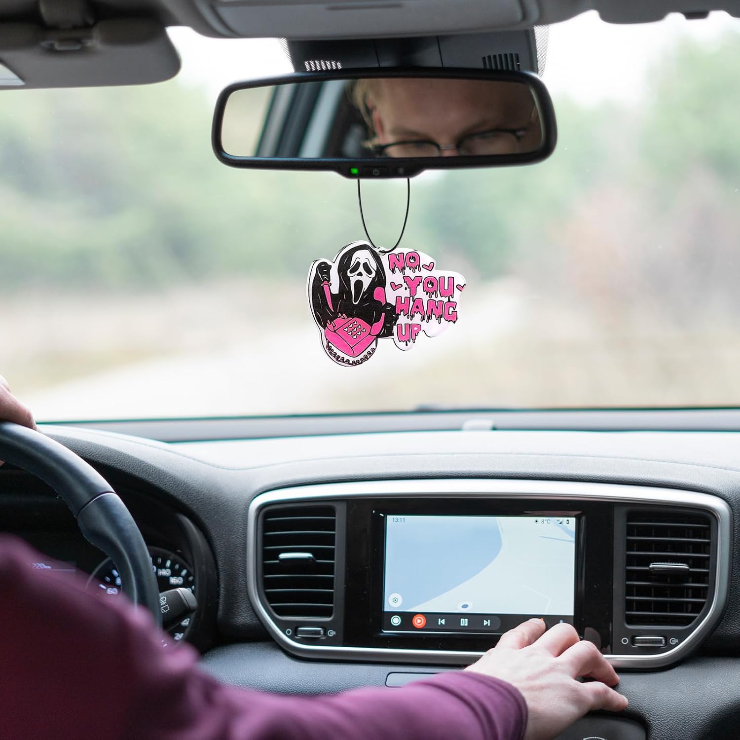 Jeffdad 5 Pcs Pink Ghost Car Hanging Ornaments