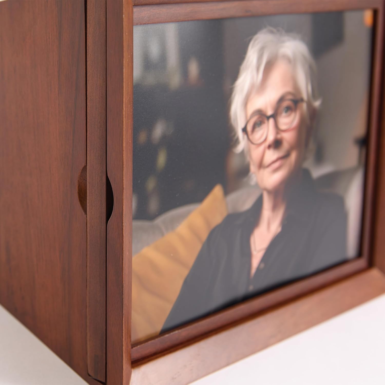 Aspen Studio Photo Urn Walnut Wooden Urn with Picture Frame