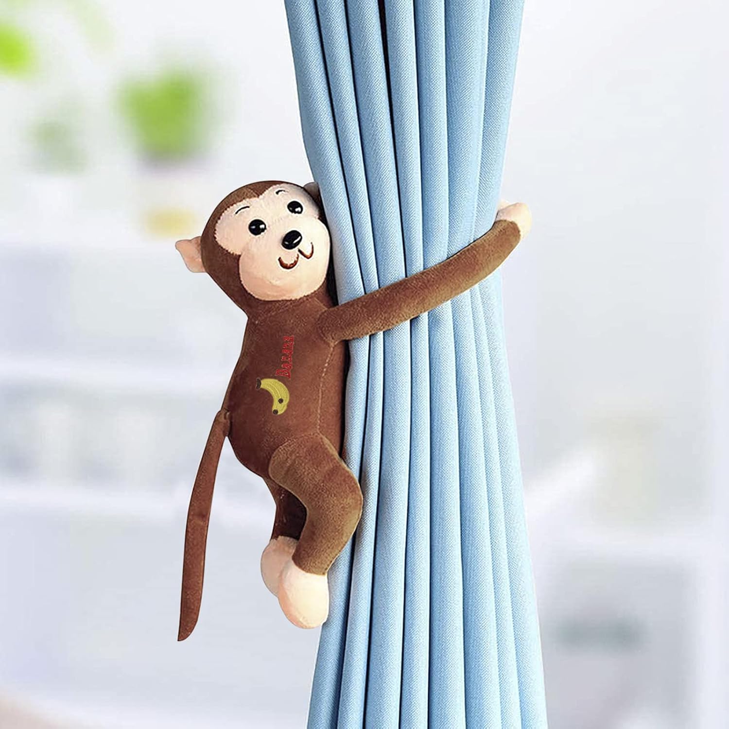 Home Decor Cute Cartoon Monkey Curtain Tiebacks Plush Window Holdbacks