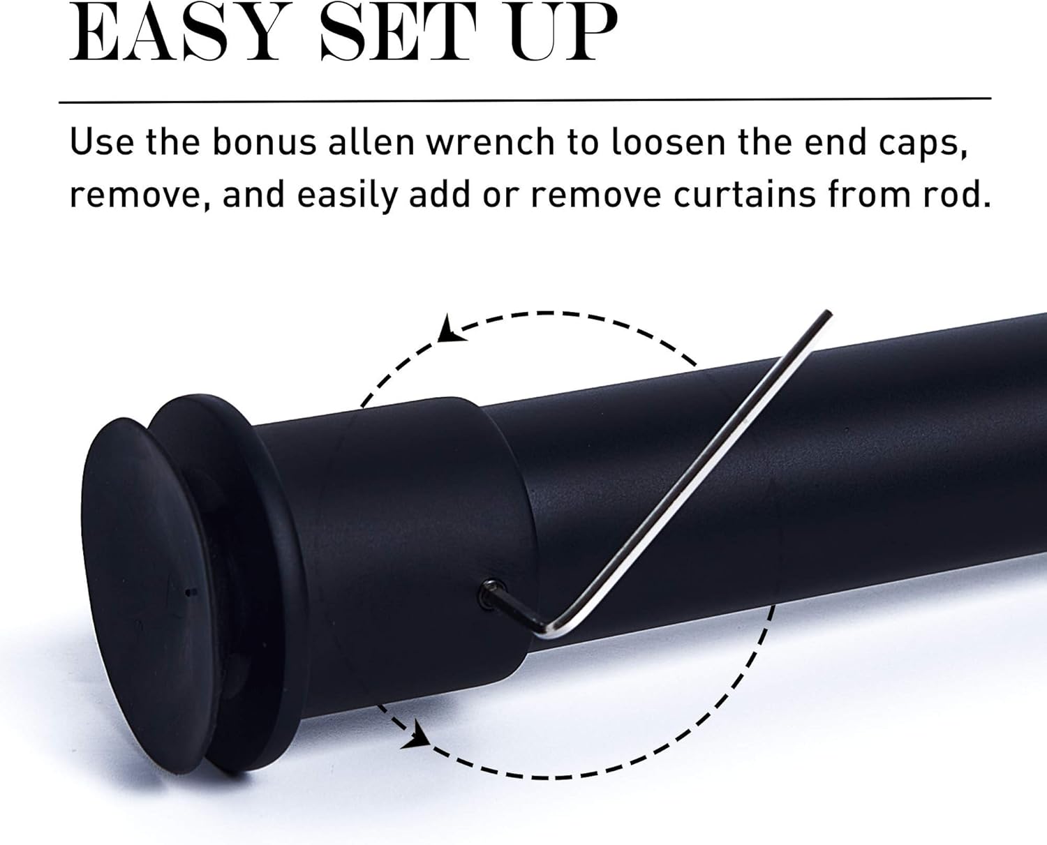 NICETOWN Adjustable Tension Curtain Rod 28 to 48 Black