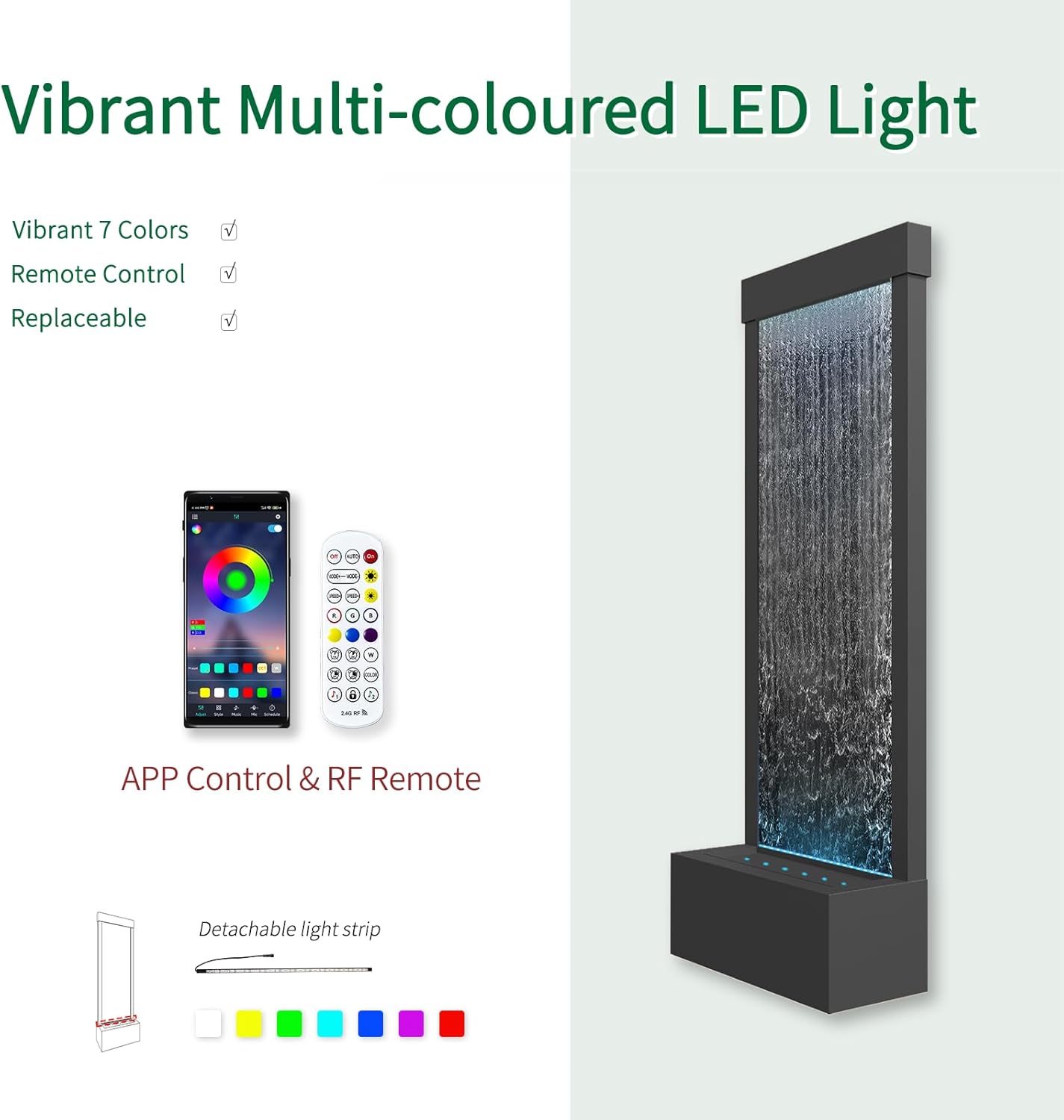 Longrun 48 Indoor Waterfall Fountain with LED Lights