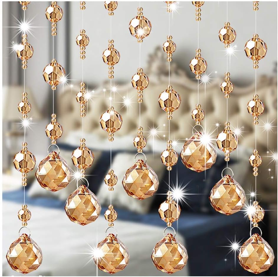 OKUOKA Crystal Beaded Curtain for Doorways 20 Strands Customizable