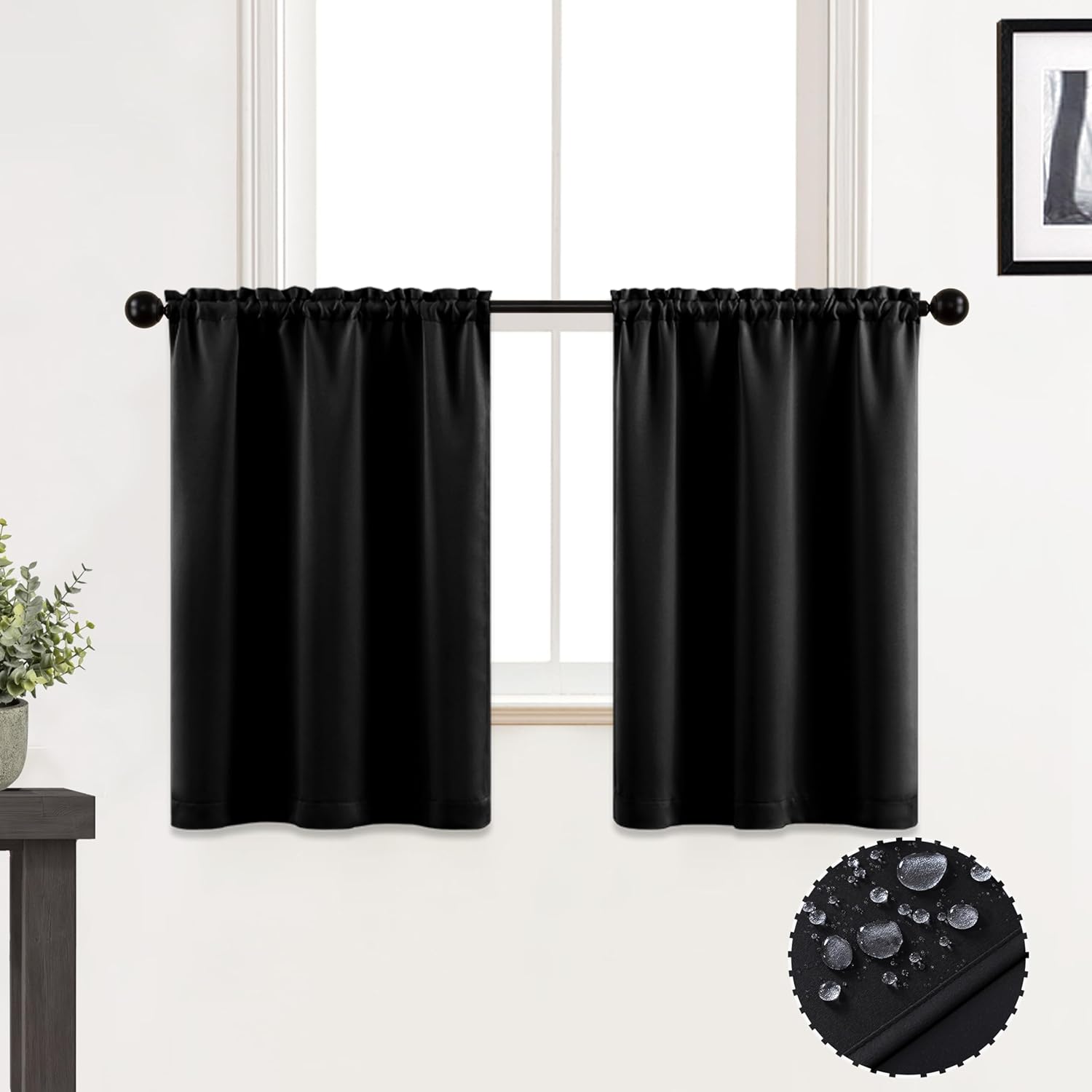 XTMYI 24 Inch Kitchen Window Curtains Waterproof Blackout Panels Set