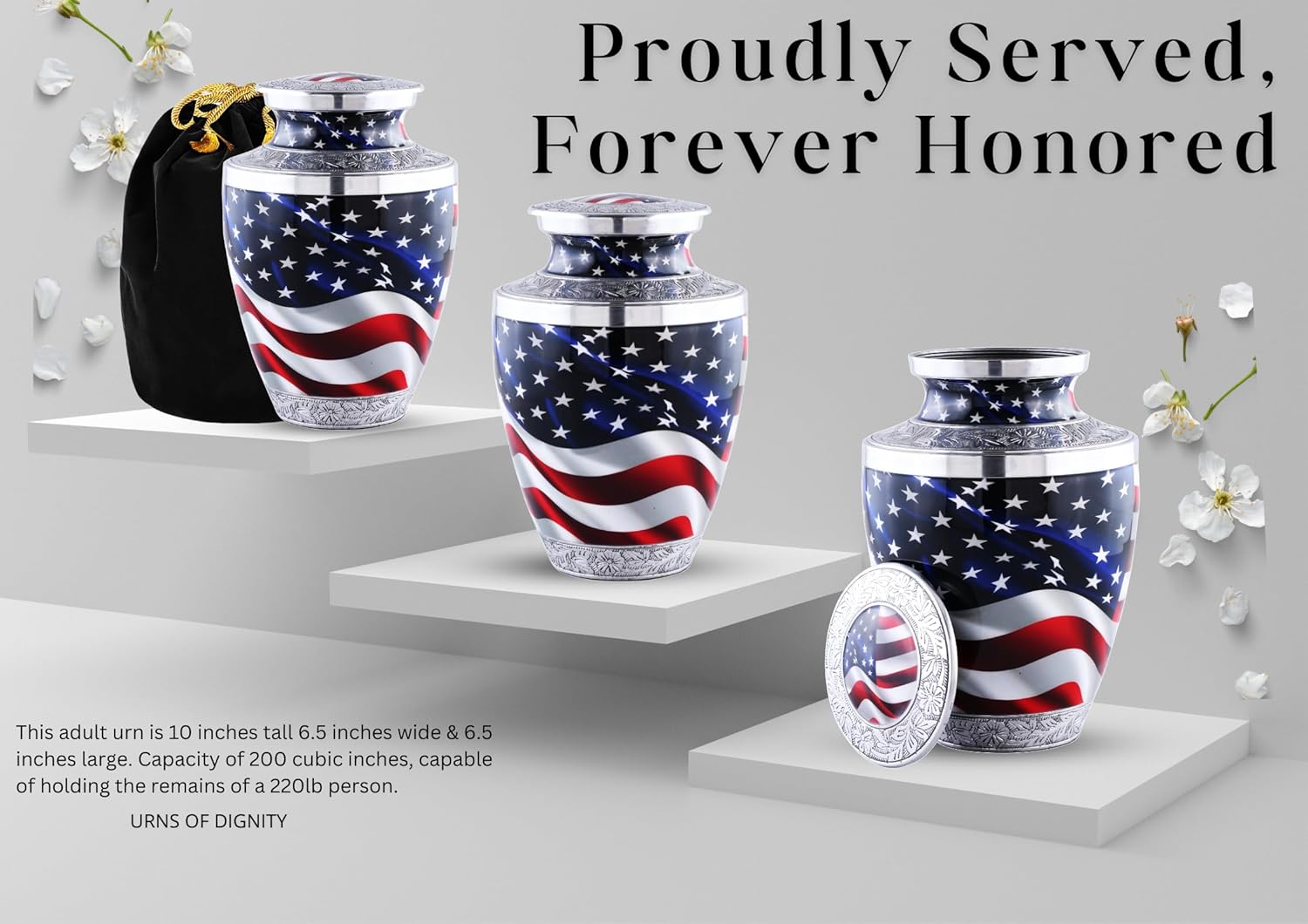 American Flag Cremation Urn for Adult Ashes