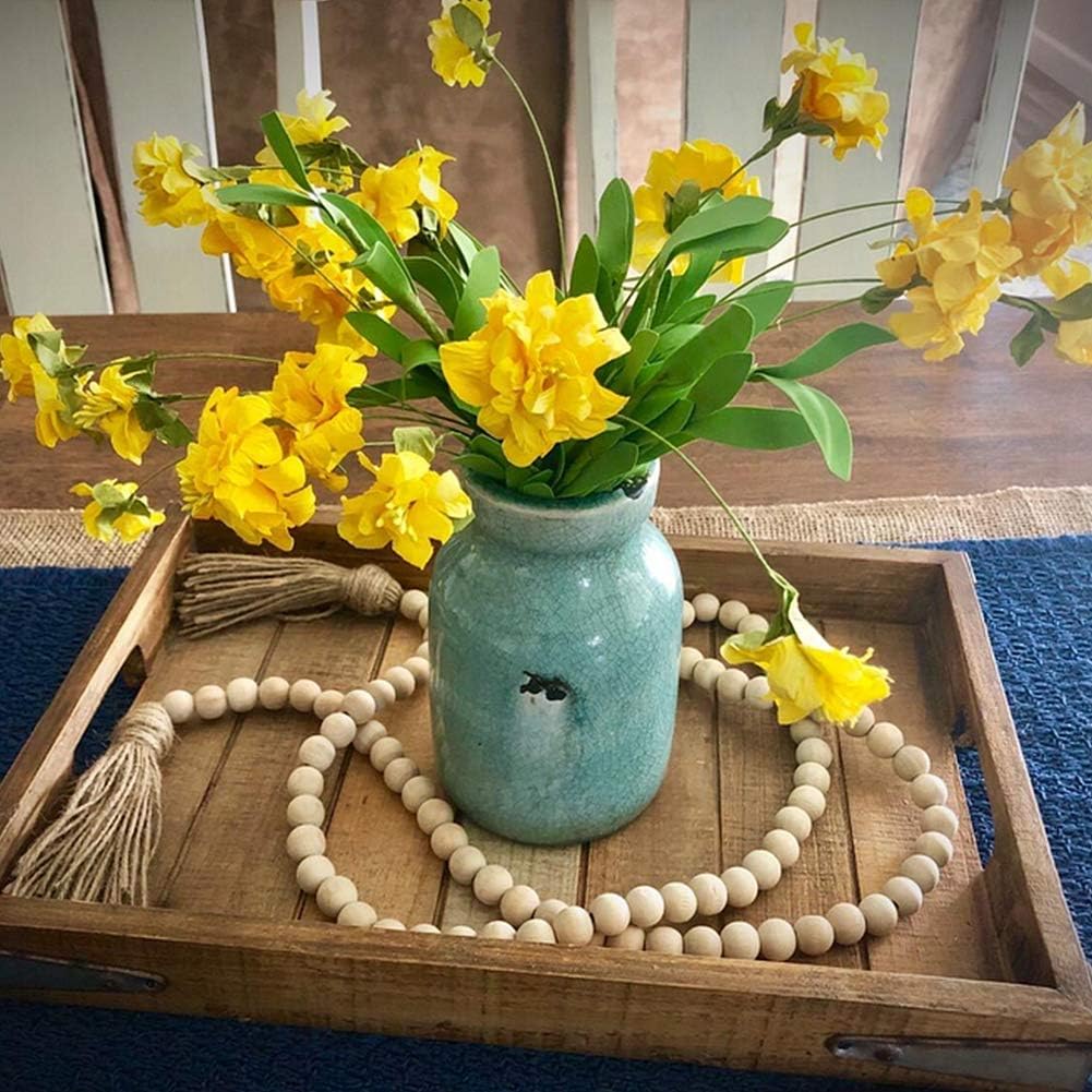 LSKYTOP 58 Inches Wood Bead Garland with Tassel