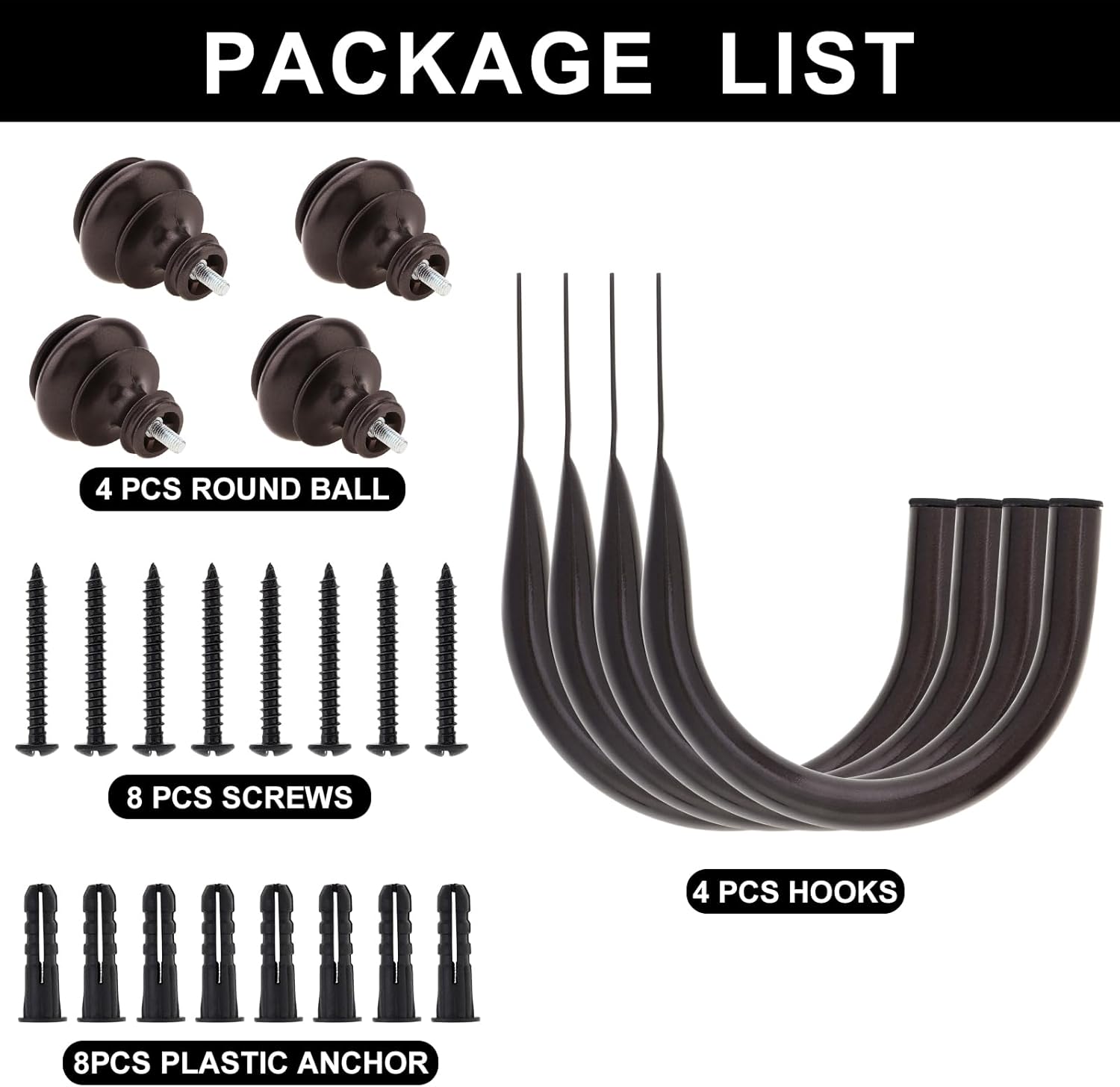 Curtain Holdbacks 4 Pack Wall Mounted Tiebacks Brown
