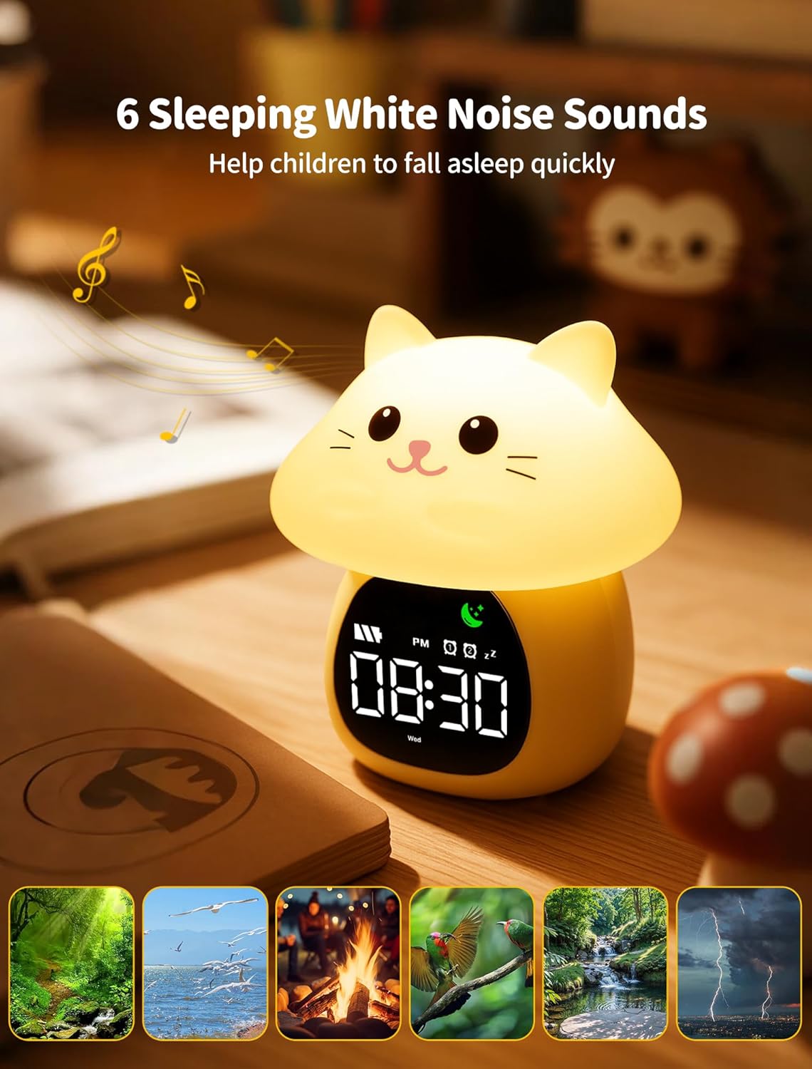 MASHI Mushroom Alarm Clock for Kids